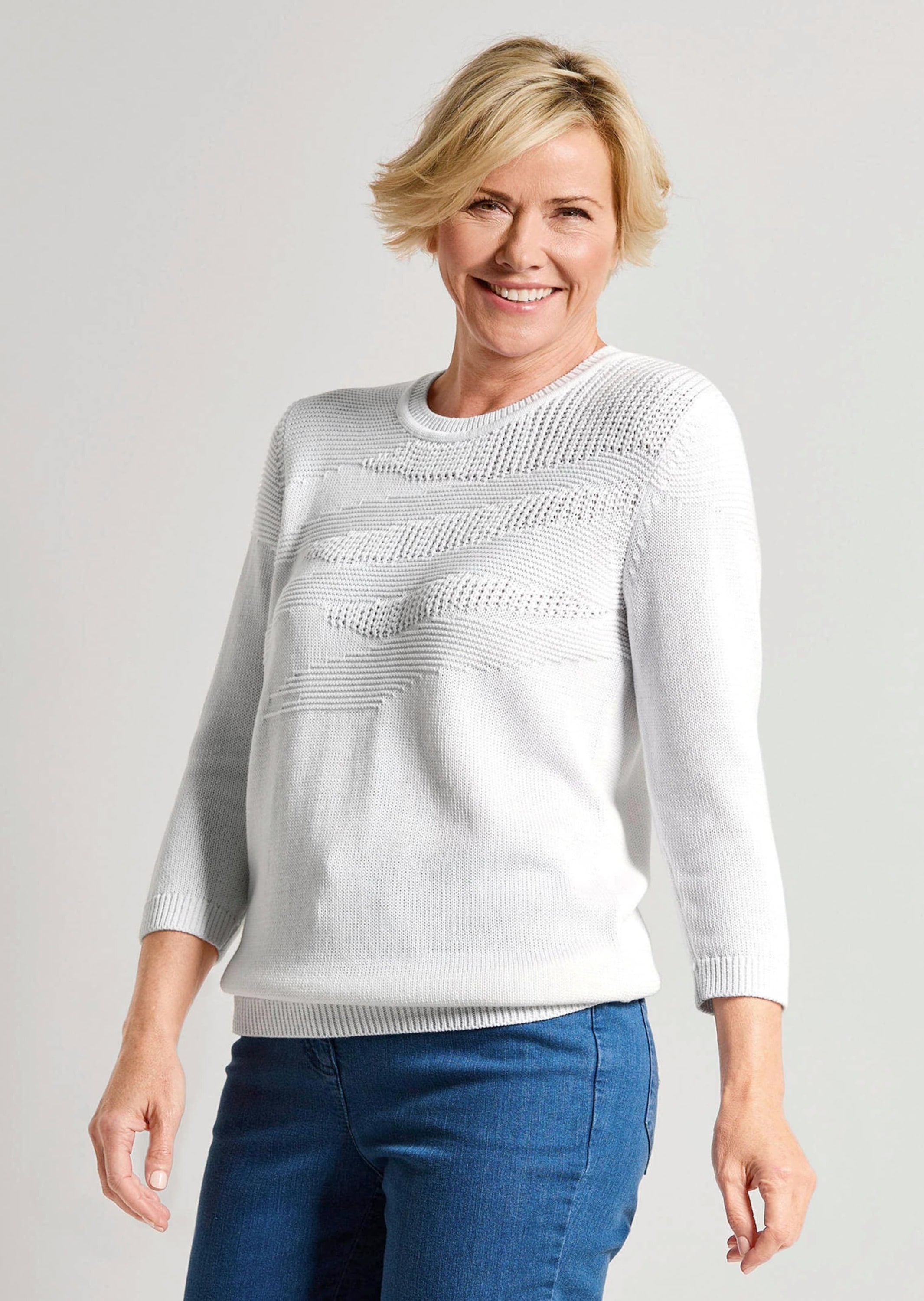 GOLDNER Rundhalspullover »Baumwollpullover mit Struktur« modischer Strukturstrick