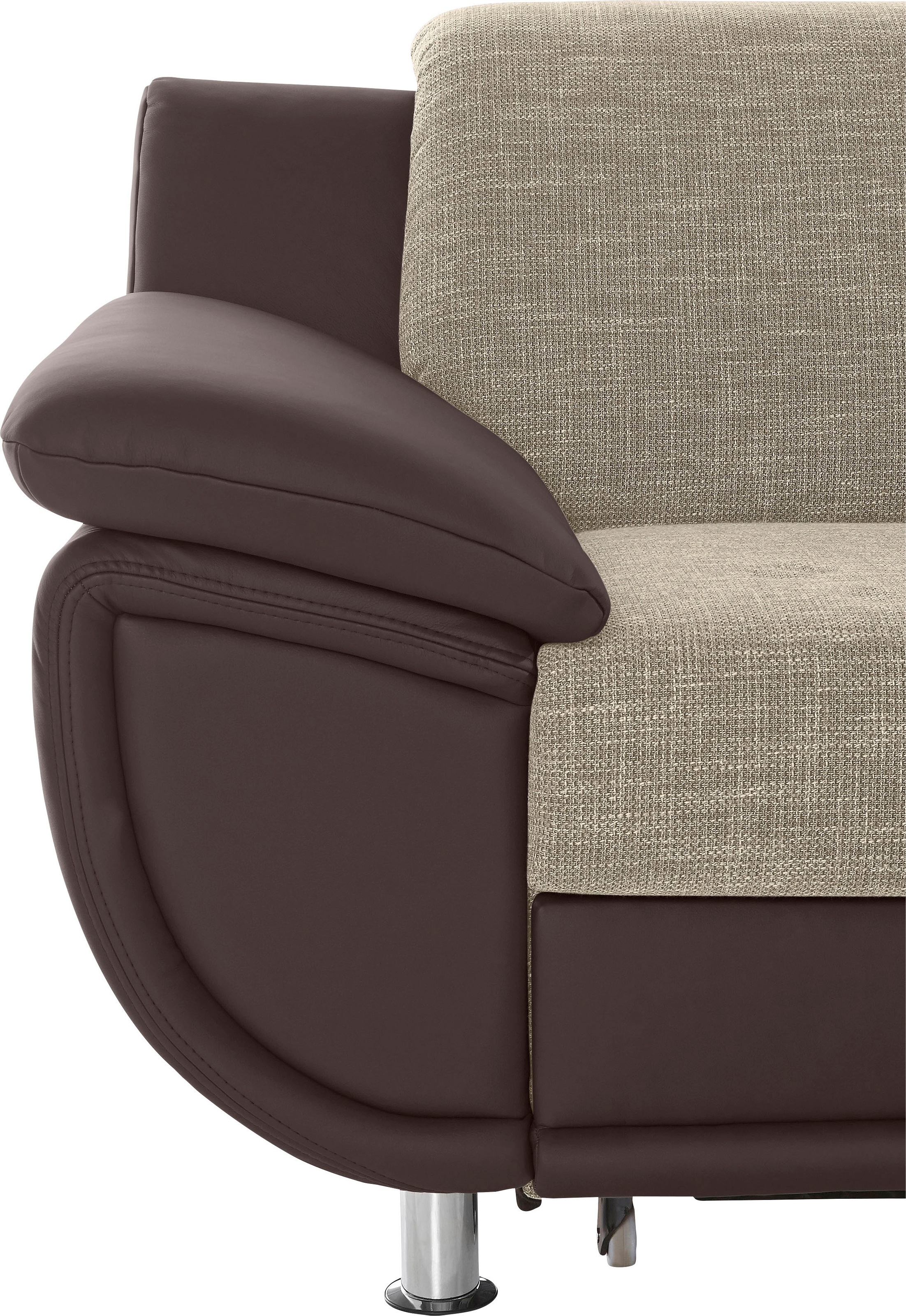 TRENDMANUFAKTUR Ecksofa »Rondo 3, zeitlos und modern, im Materialmix, L-Form«, wahlweise Federkern für hohen Sitzkomfort, wahlweise Bettfunktion