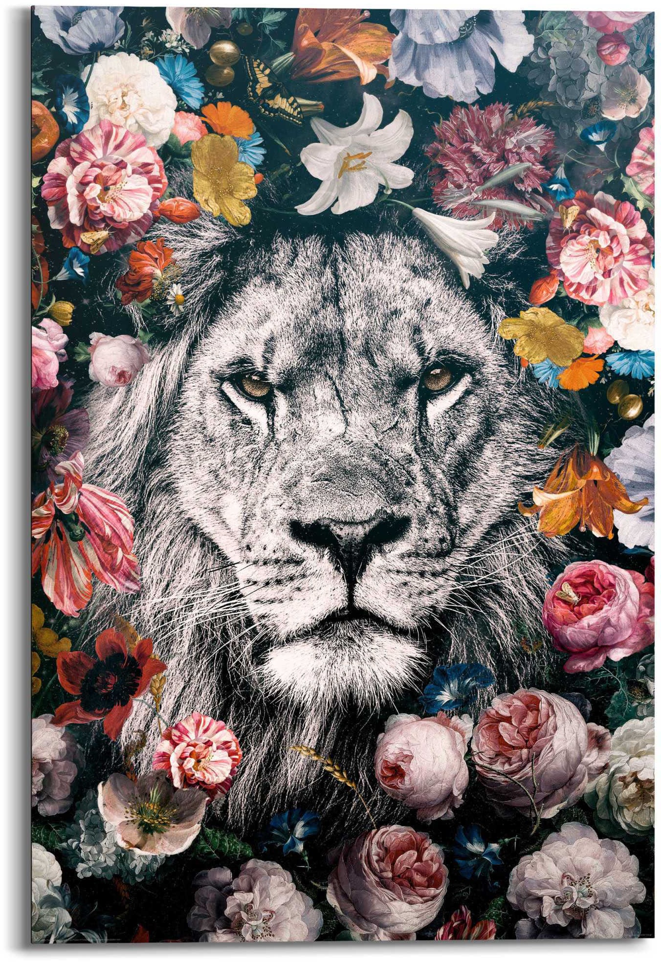 Reinders! Wandbild Löwe - Blumenkranz St.) (1 Löwen, Pflanzen - bei Farbenfroh«, kaufen »Wandbild OTTO