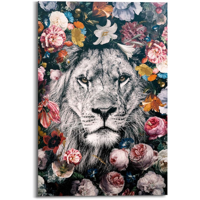Reinders! Wandbild »Wandbild Löwe Blumenkranz - Pflanzen - Farbenfroh«,  Löwen, (1 St.) kaufen bei OTTO