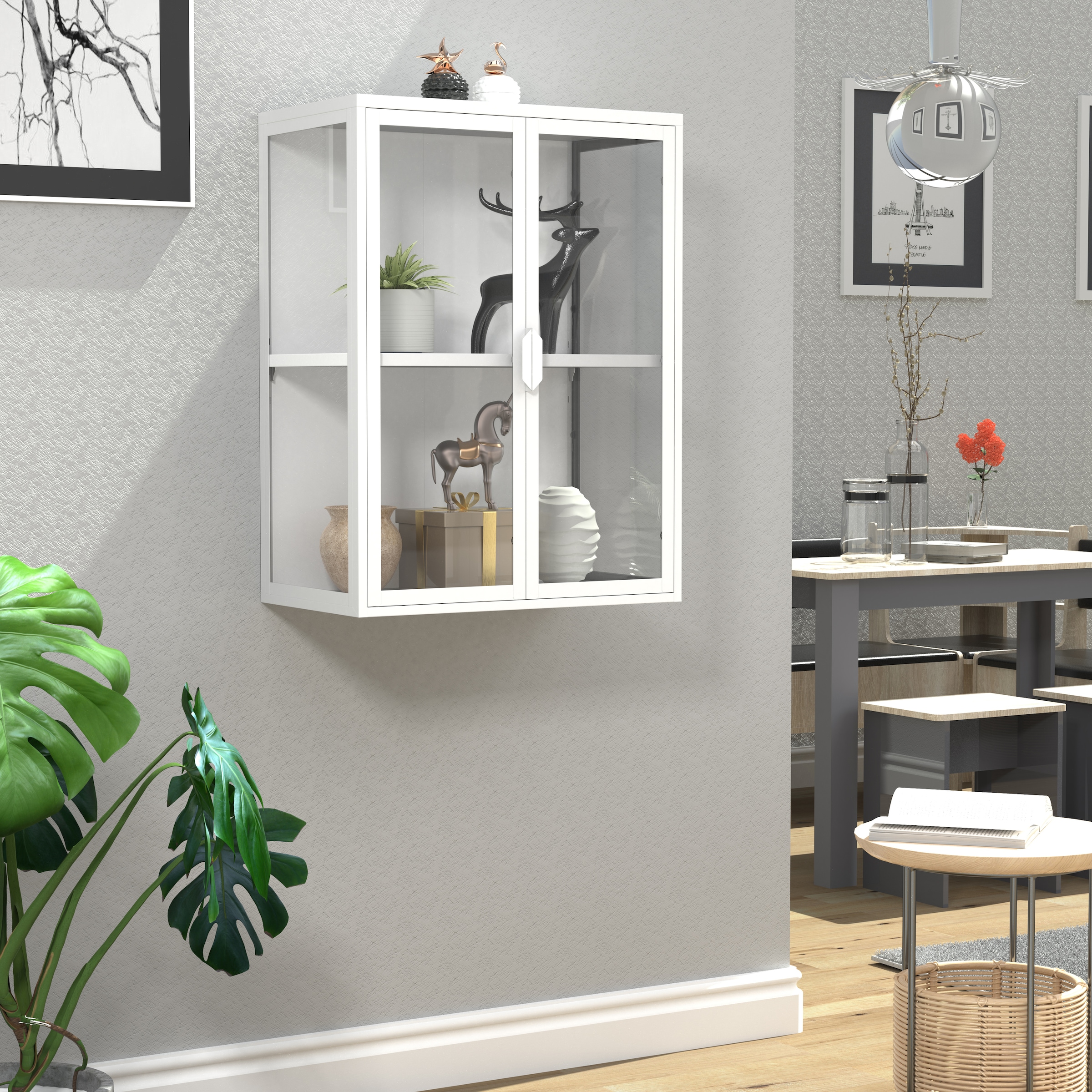 VCM Wandregal »Stahl Wandvitrine Hängevitrine Vitrine Glas Flokas« 1 Stk. tlg.