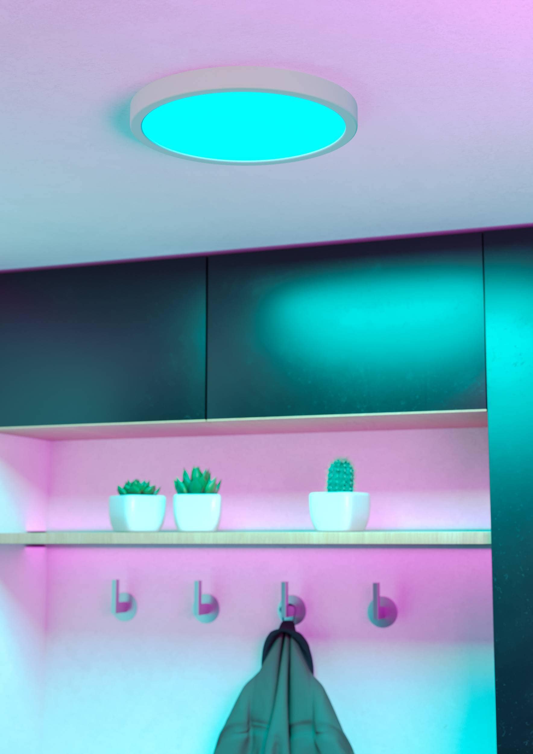 EGLO Aufbauleuchte »Fueva 6-Z Deckenlampe, ZigBee, App und Sprachsteuerung, Badlampe, IP44« LED-Modul 1 Stk. Kaltweiß | RGB Aufbauleuchte - H2,5 x Ø27,8 cm - weiß - 14,3W inkl.