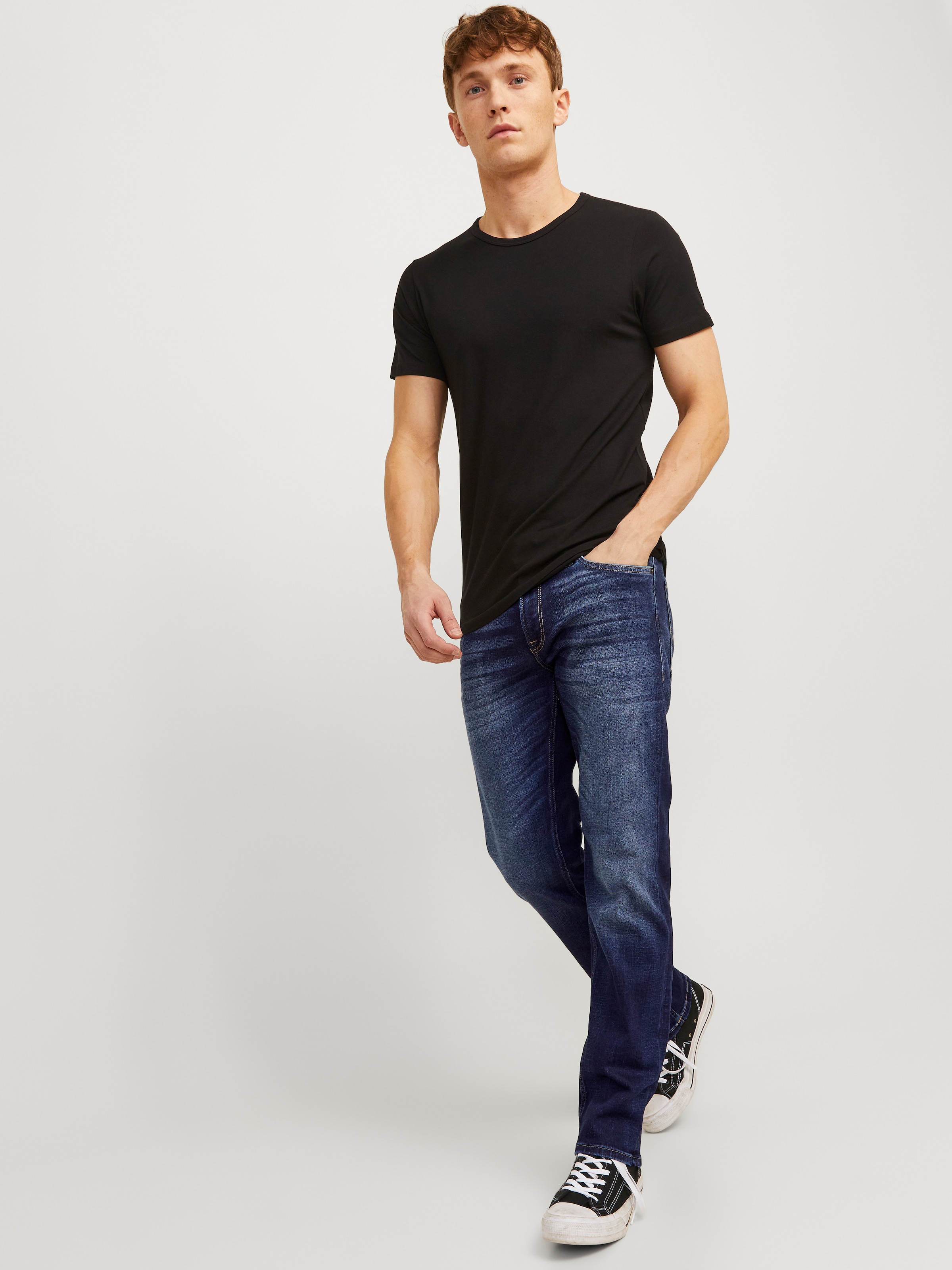 Jack & Jones Regular-fit-Jeans »JJICLARK mit Used-Look und Stretch für den Alltag« mit Abriebeffekten
