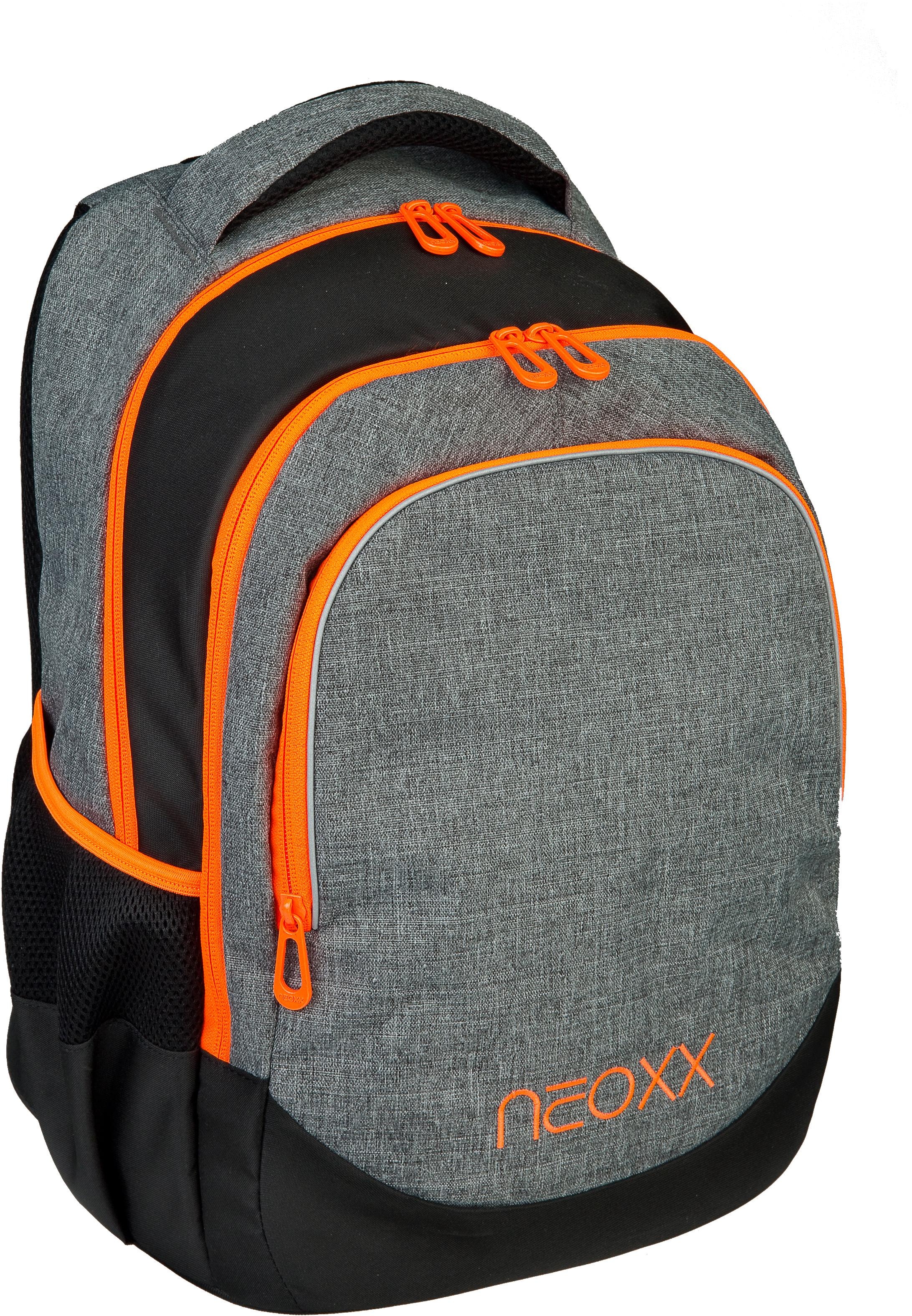 neoxx Schulrucksack »Fly, Stay orange«, Reflektionsnaht, aus recycelten PET-Flaschen