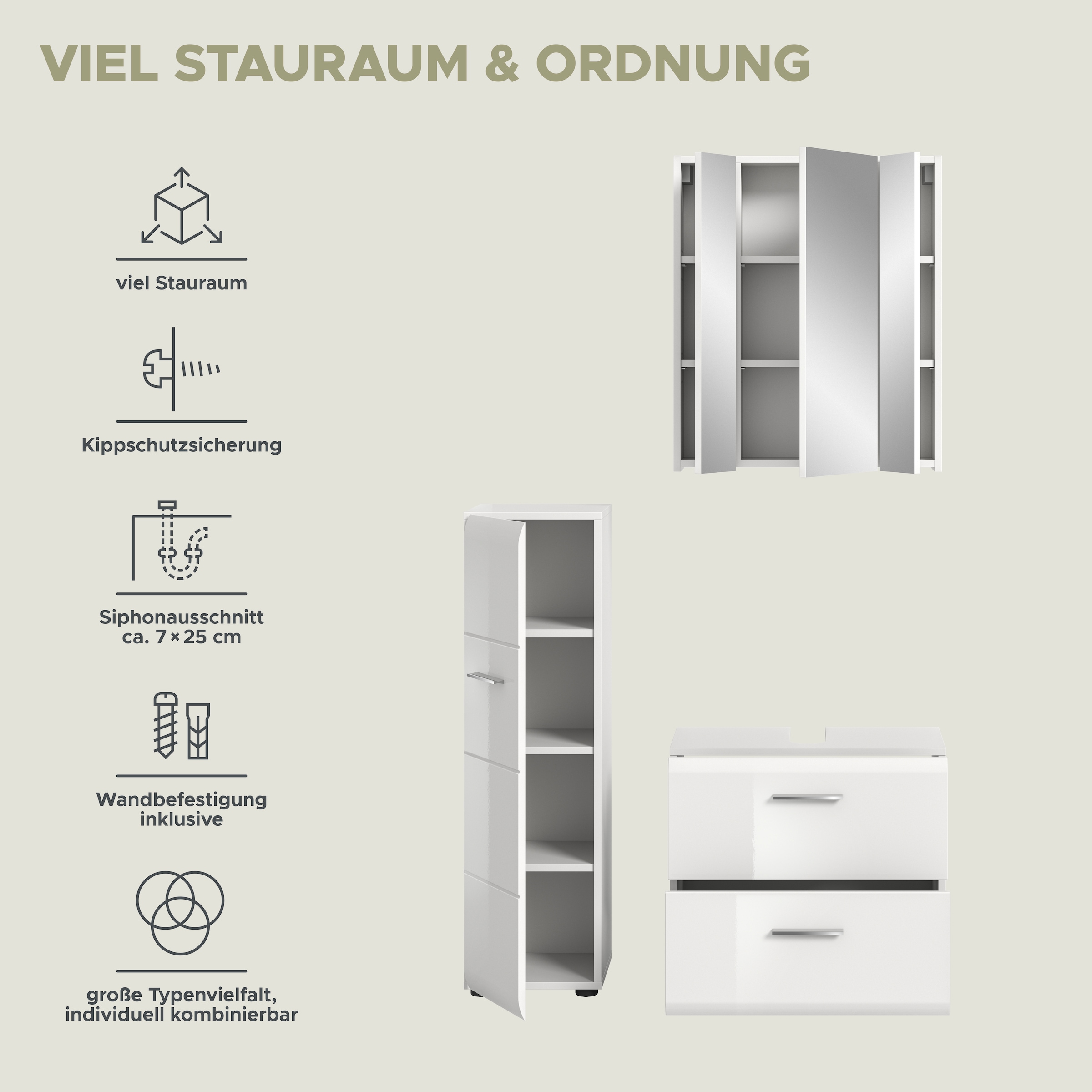 welltime Badezimmer-Set Set, 3 Stk. tlg.