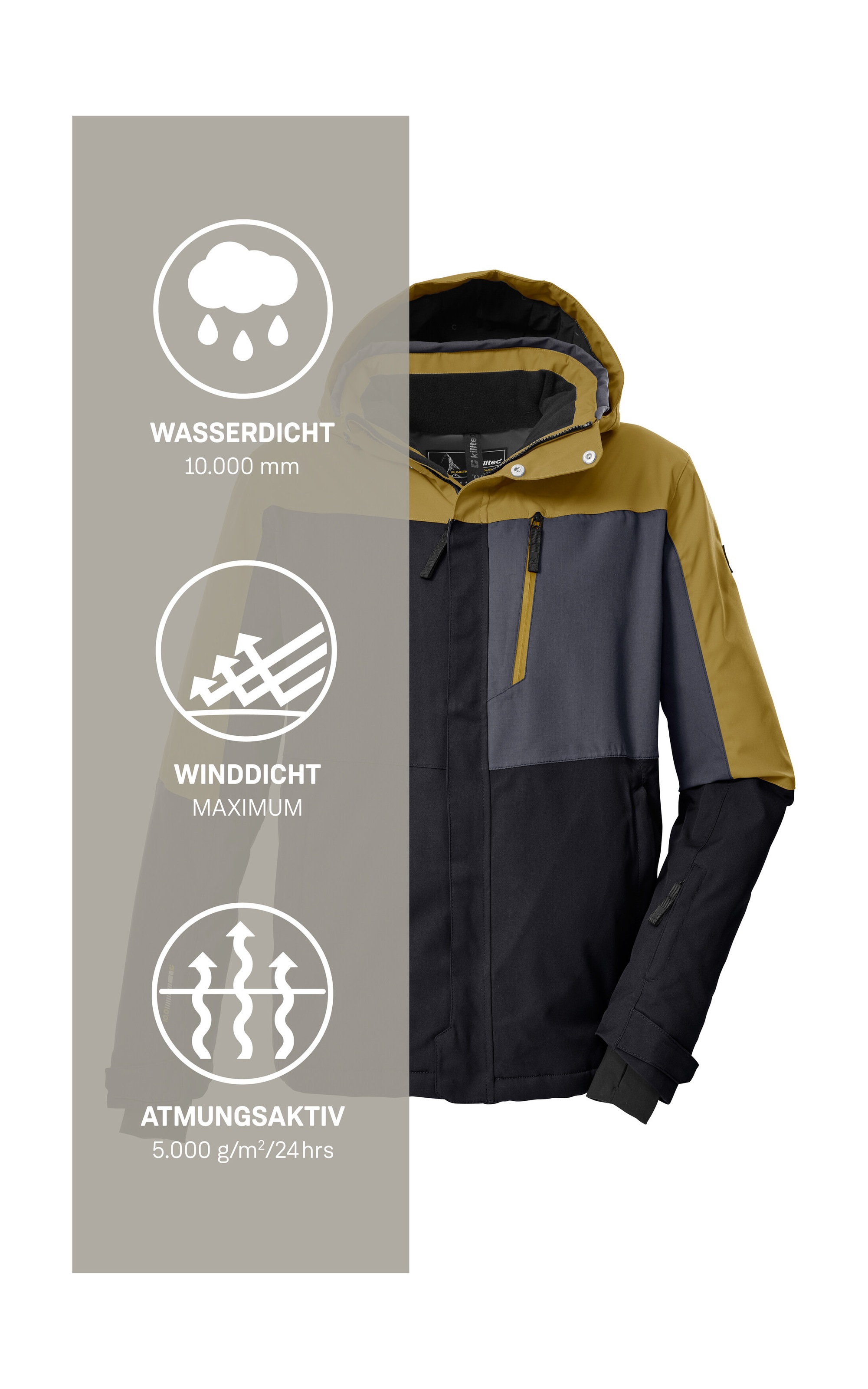 Killtec Skijacke »KSW 52 MN SKI JCKT« Wasserdichte, atmungsaktive Herrenjacke mit Schneefang und Taschen