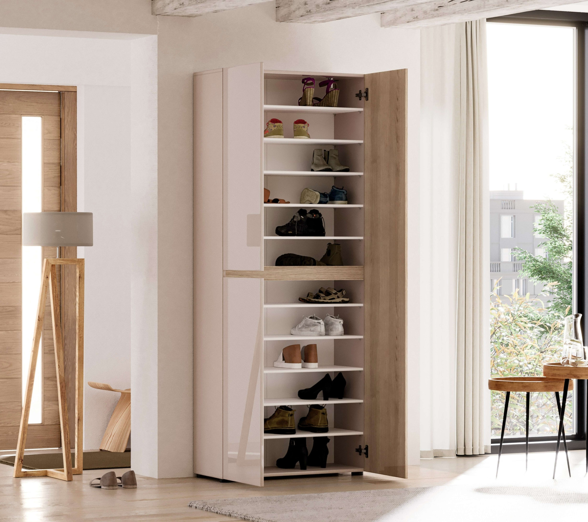 Home affaire Schuhschrank »LADY, Schuhkommode,Schuhmöbel,Schuhablage,Schuhregal« 10 Einlegeböden,12 Fächer,ca. 36 Paar Schuhe-Maße: B/T/H:80x34x200 cm