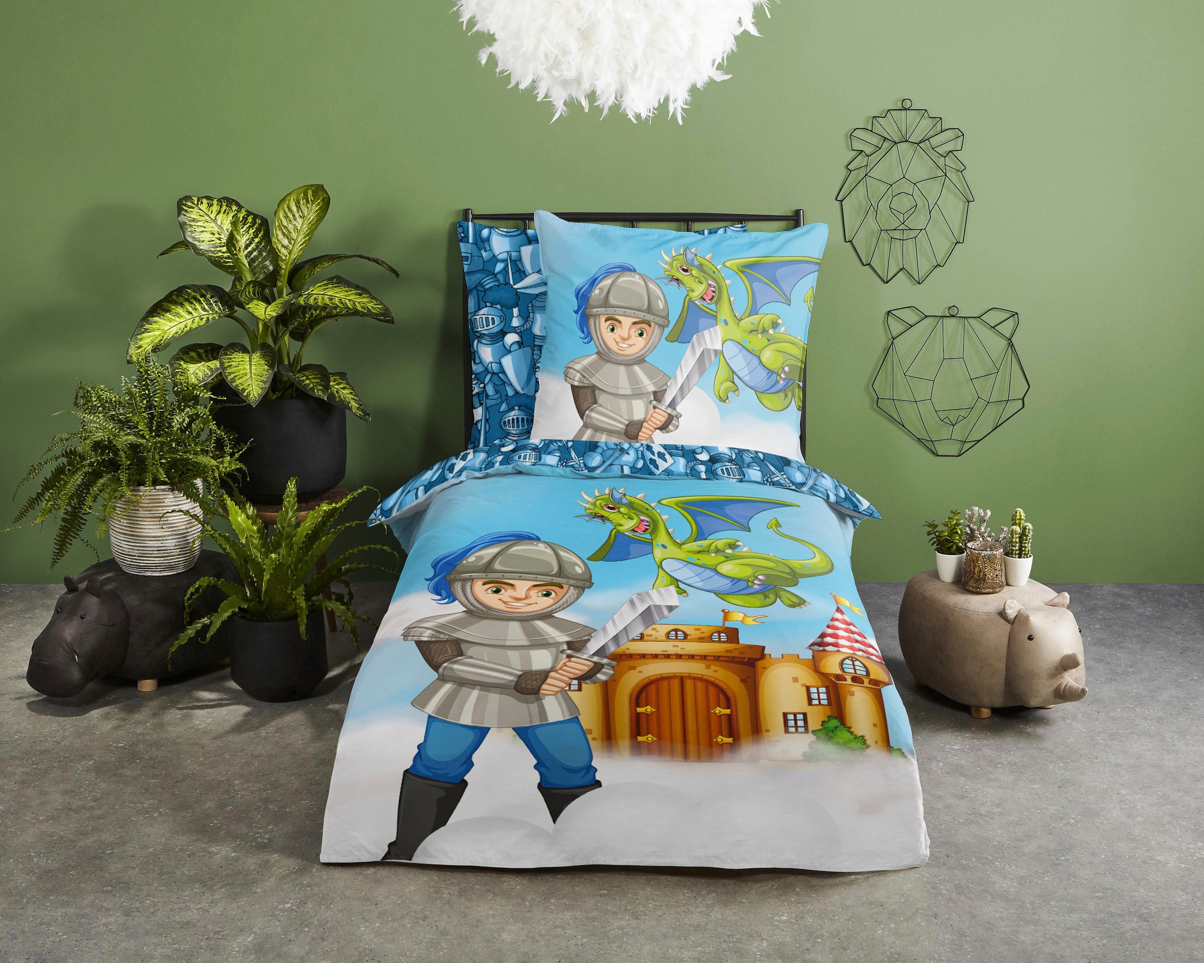 good morning Kinderbettwäsche »Knight«, Baumwolle, 135x200, Reißverschluss, Wendeoptik, Kind, Junge, Ritter