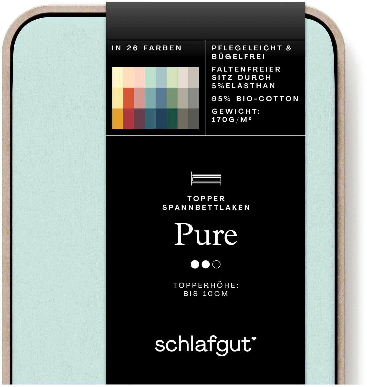 Schlafgut Spannbettlaken »PURE TOPPER in Gr. 90x200, 140x200 oder 180x200 cm, Laken für Topper«, aus 100% Bio-Baumwolle, für Matratzen bis 10 cm Höhe, Bettlaken