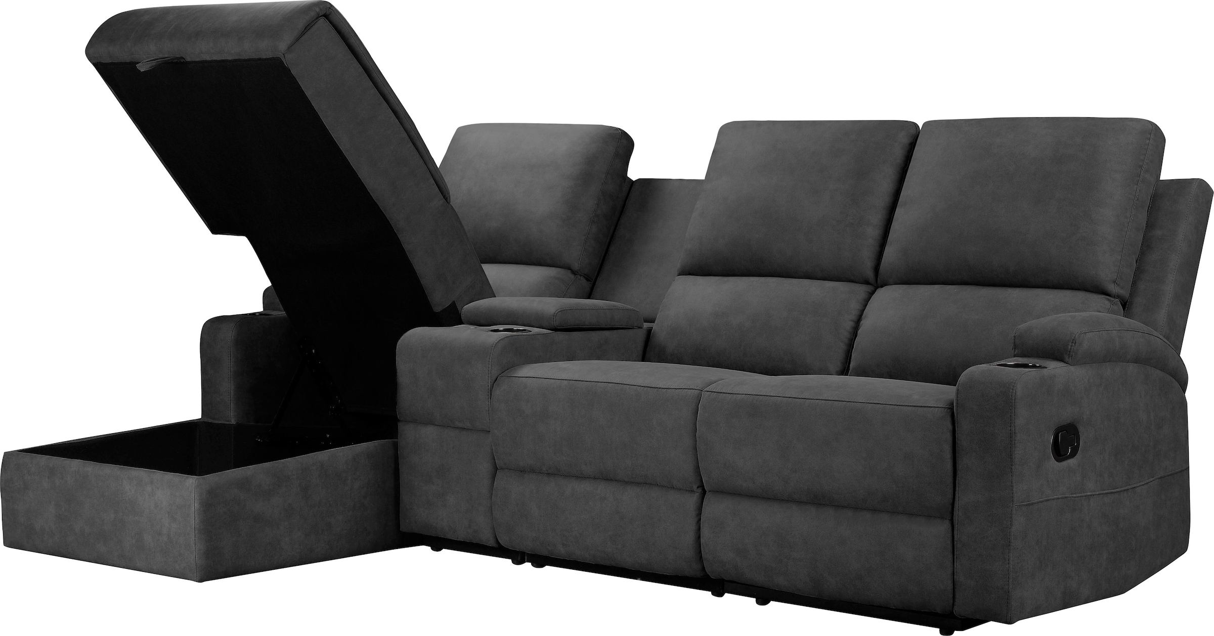 Home affaire Ecksofa »Napori Multimediasofa, 3er Kinosessel XXL, L-Form,«, Kinosofa mit Relaxfunktion, Getränkehalter, Staufach und Staukasten