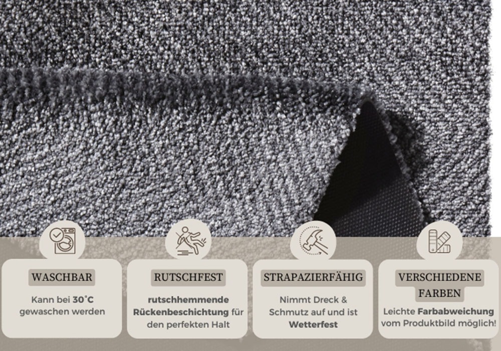 HANSE Home Fußmatte »Clean & Go, Türmatte«, rechteckig, 7 mm Höhe, Waschbar, Schmutzfangmatte, Outdoor, Innen, Rutschfest, Wetterfest