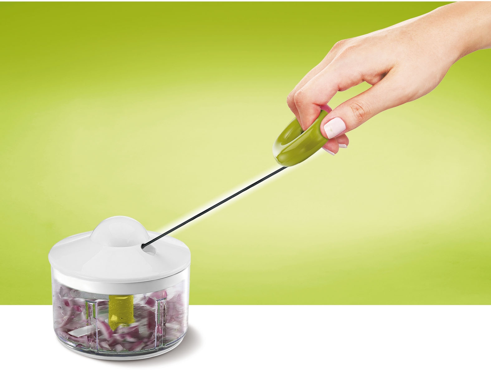 Tefal Gemüsehacker »5 Sekunden Zerkleinerer«, 500ml, Edelstahlklingen, rutschfest, Soft-Touch-Griff, Weiß/Grün