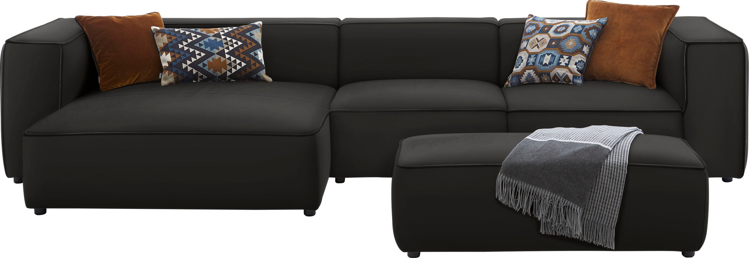 W.SCHILLIG Ecksofa »around-the-block«, mit eleganter Biese, mit Federkern, Breite 341 cm