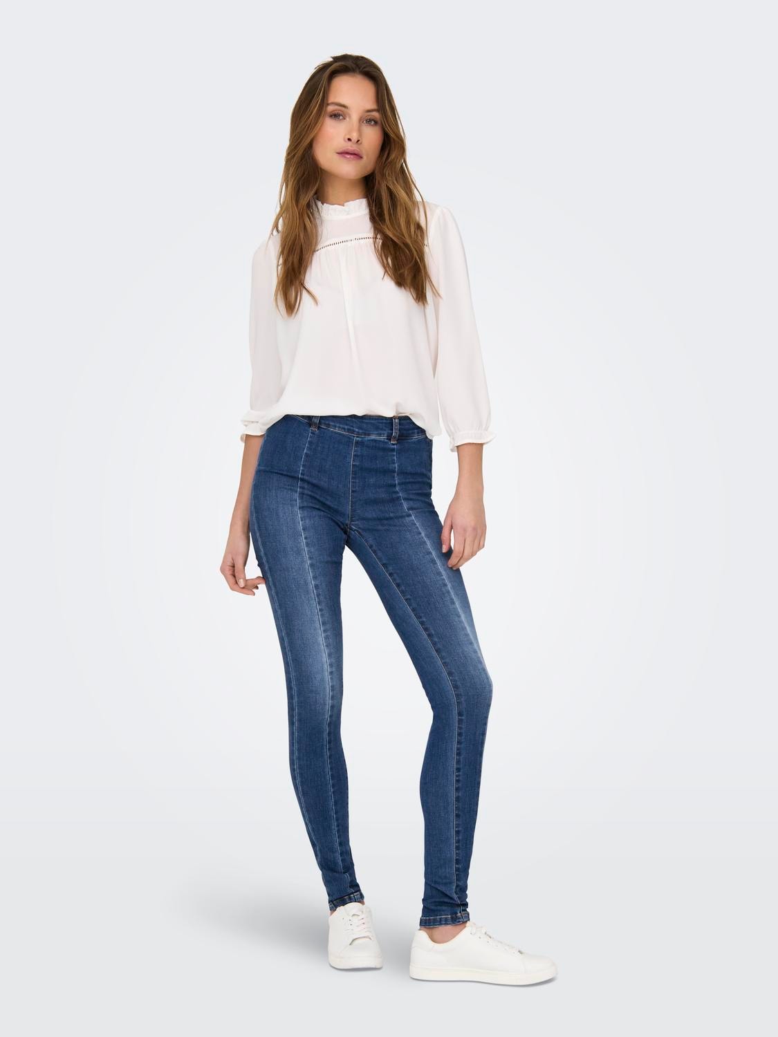 ONLY Skinny-fit-Jeans »ONLWAUW MID SK ZIP CUT DNM«