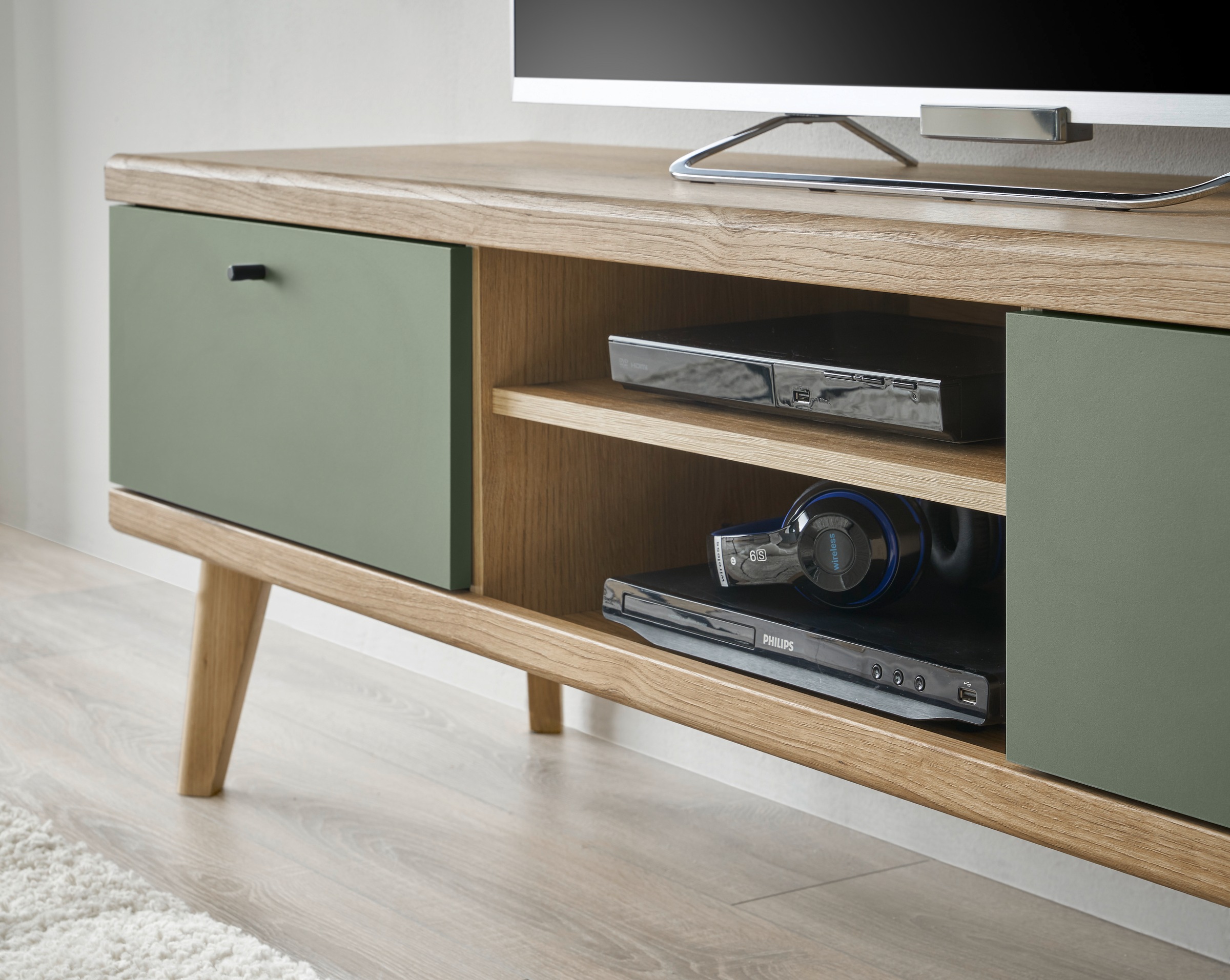 INOSIGN Wohnwand »MAVAS«, (Set, 3 St.), in moderner Trendfarbe, Griffe aus Metall (Schwarz), Breite 337 cm