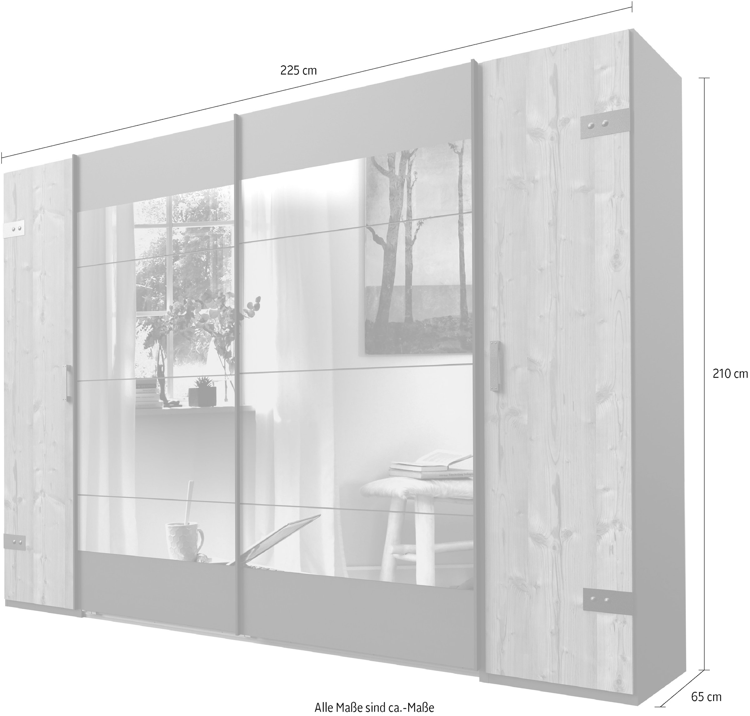 Wimex Schwebetürenschrank »Stockholm, Schlafzimmerschrank mit Industrial-Look, rustikale Optik«, Kleiderschrank mit Spiegel BESTSELLER Schrank Garderobe