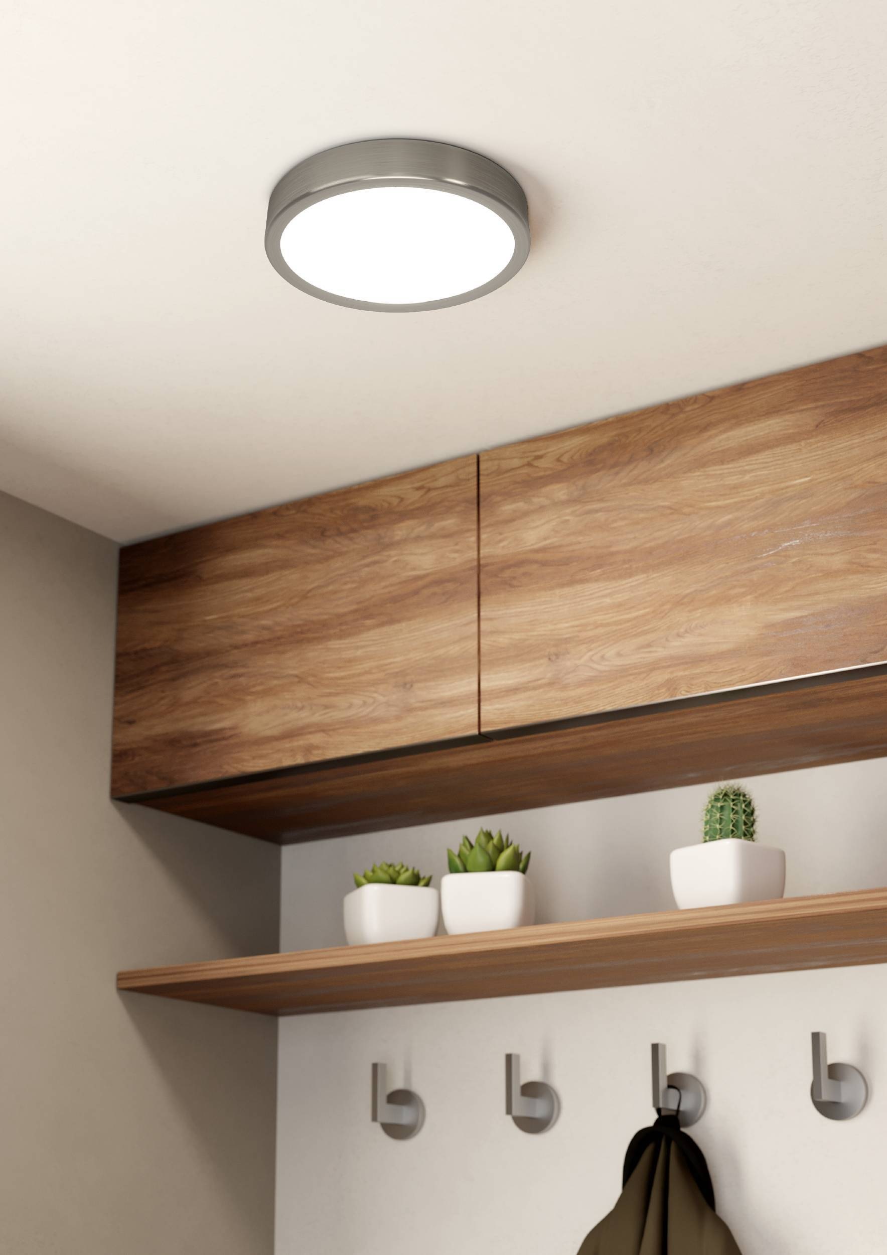 EGLO Aufbauleuchte »Fueva 5 Deckenleuchte, Stahl und Kunststoff, Wohnzimmerlampe, Lampe« LED-Modul 1 Stk. Neutralweiß Aufbauleuchte, Deckenlampe in Nickel-Matt, Weiß, LED Aufbaulampe