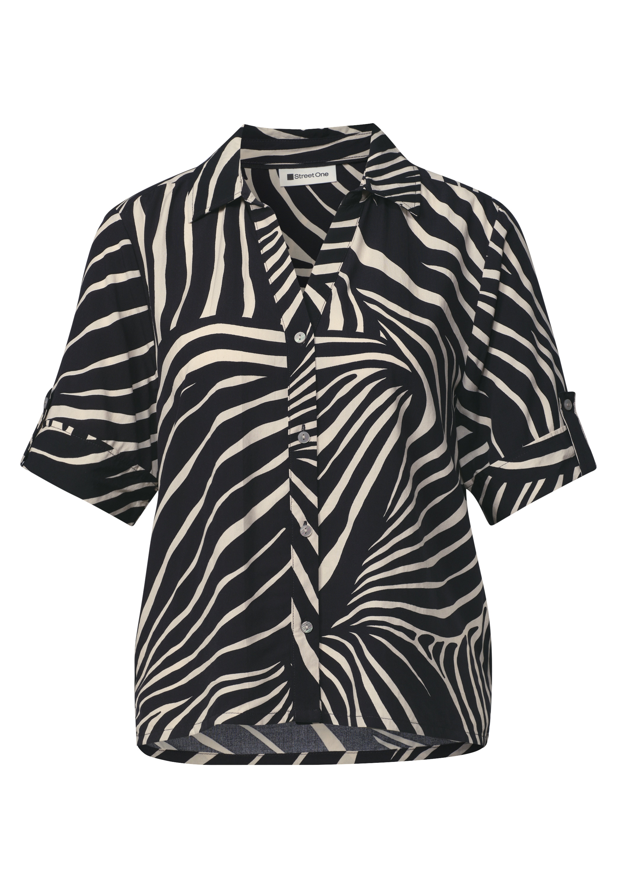 STREET ONE Kurzarmbluse Kurzarm Sommerbluse mit Allover-Print
