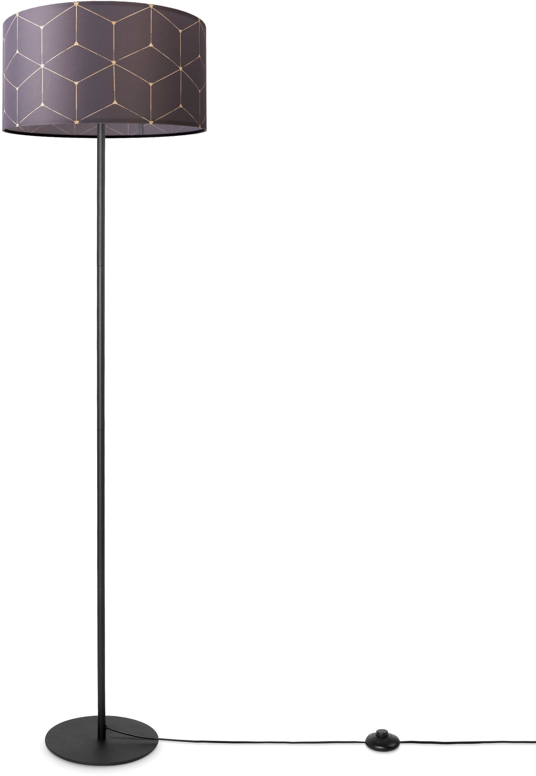 Paco Home Stehlampe »Luca Cube«, Leuchtmittel E27 | ohne Leuchtmittel, Stehlampe Wohnzimmer Stoff Lampenschirm Rund Abstrakt Textilschirm