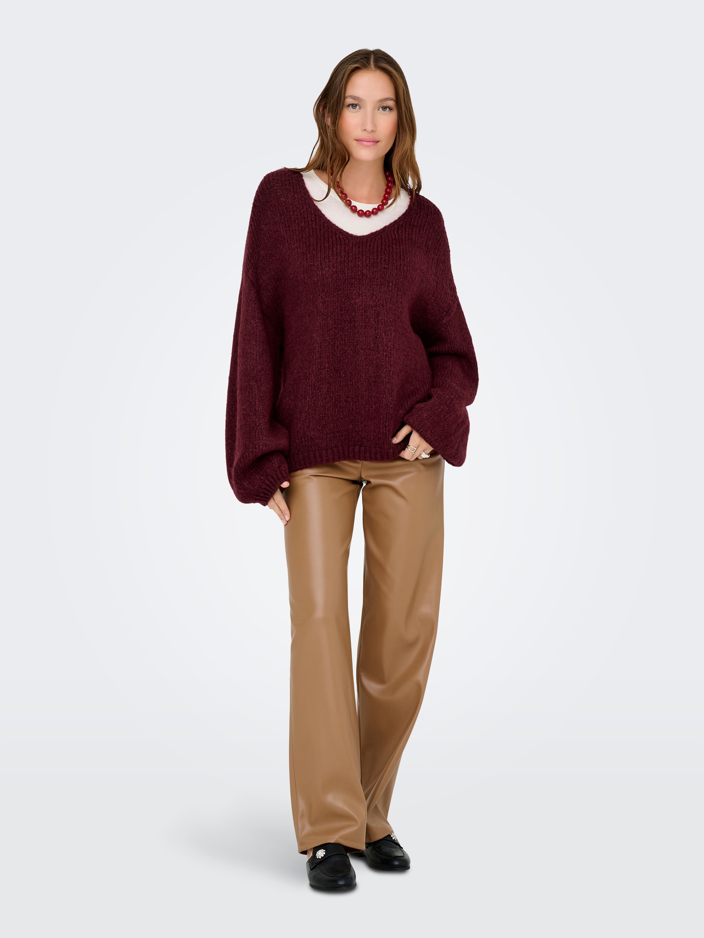 JDY V-Ausschnitt-Pullover »JDYDINEA L/S REVERSIBLE PULLOV. KNT NOOS«, der V-Ausschnitt kann vorn und hinten getragen werden