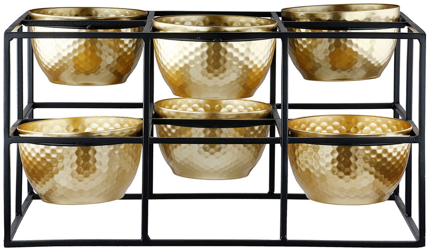 Casablanca By Gilde Teelichthalter »6er Teelichtleuchter Frame in goldfarben, Größe B/H/T: 27 cm x 14 cm x 18 cm