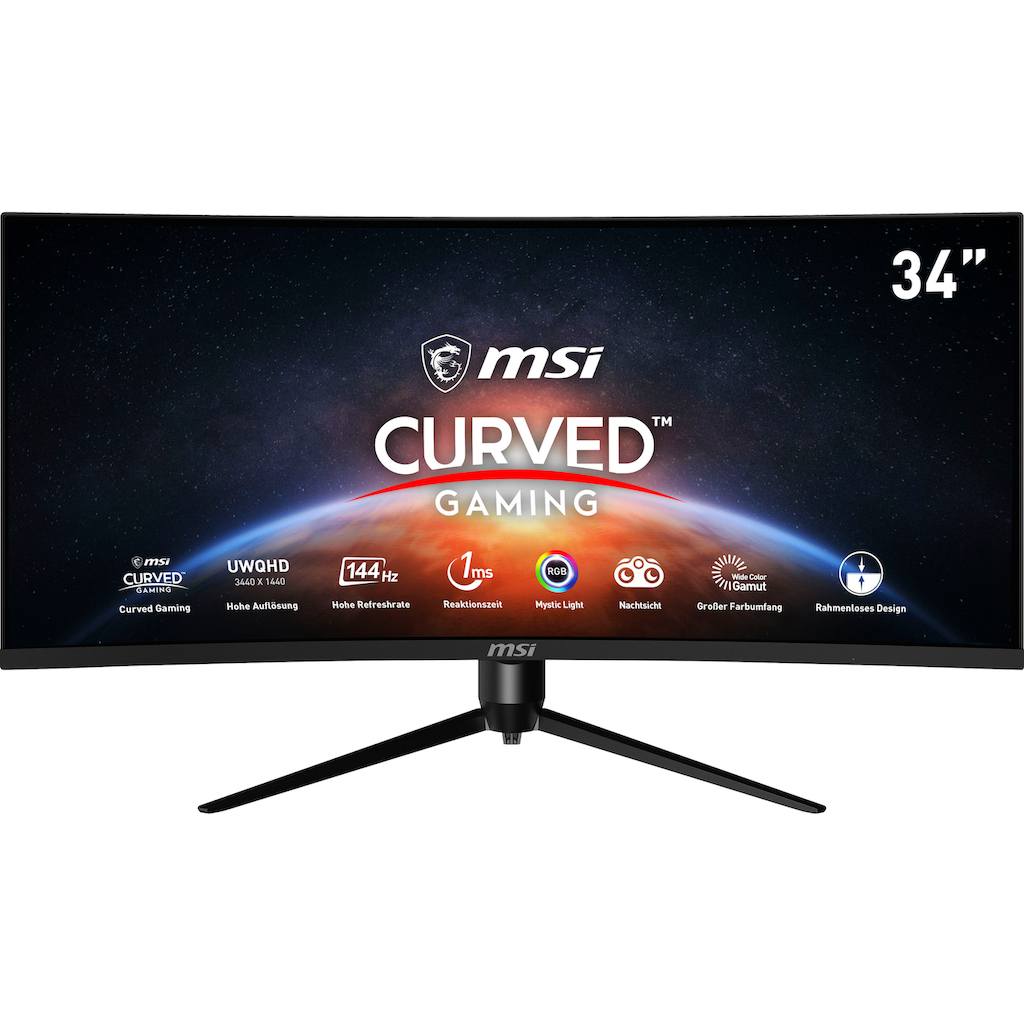 MSI Curved-Gaming-Monitor »Optix MAG342CQR«, 86 cm/34 Zoll, 3440 x 1440 px, UWQHD, 1 ms Reaktionszeit, 144 Hz, 3 Jahre Herstellergarantie