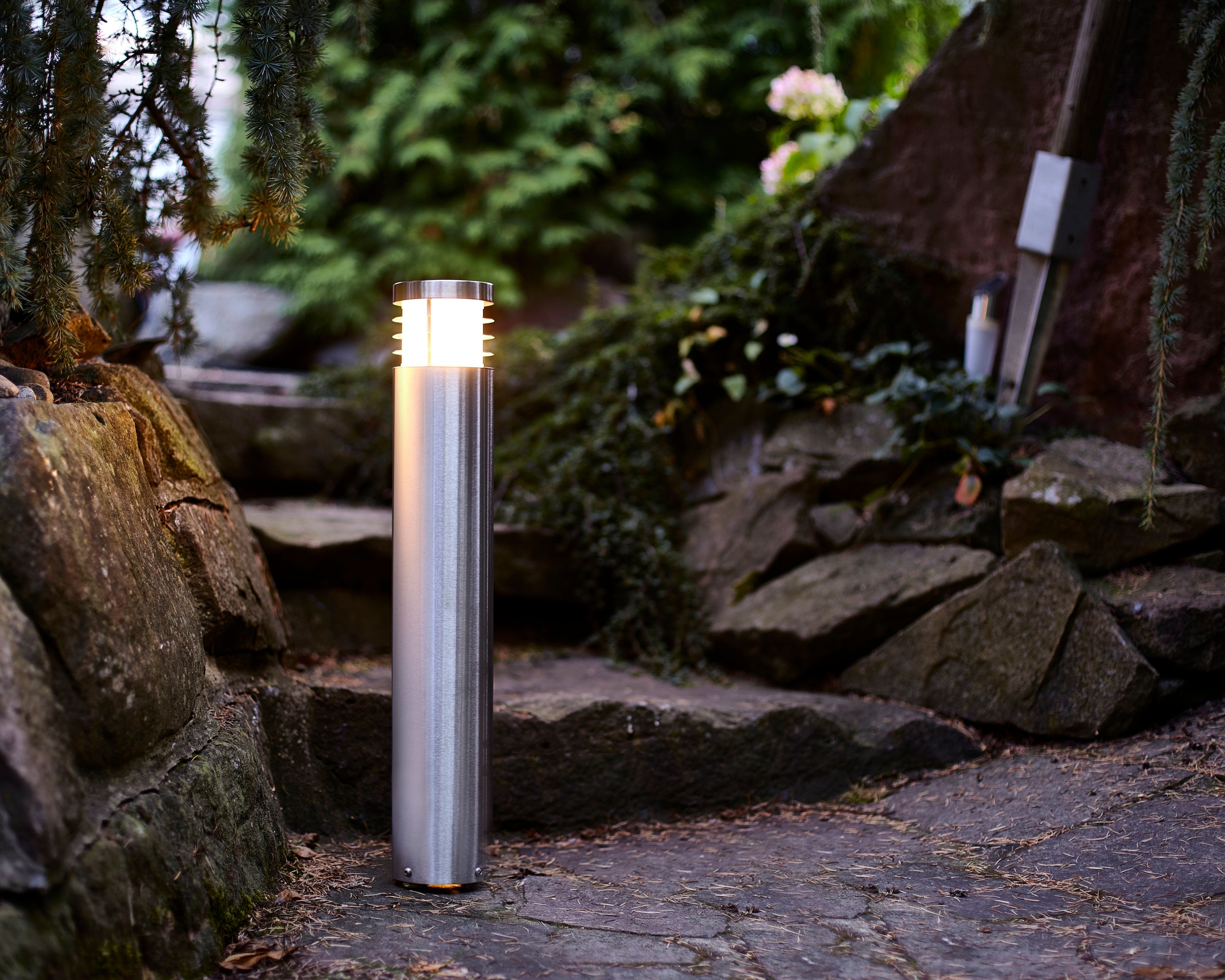 HEITRONIC Gartenleuchte »Aruba«, 1 flammig, Leuchtmittel E27 | ohne Leuchtmittel, Außenlampe, Außenleuchte, aus Edelstahl