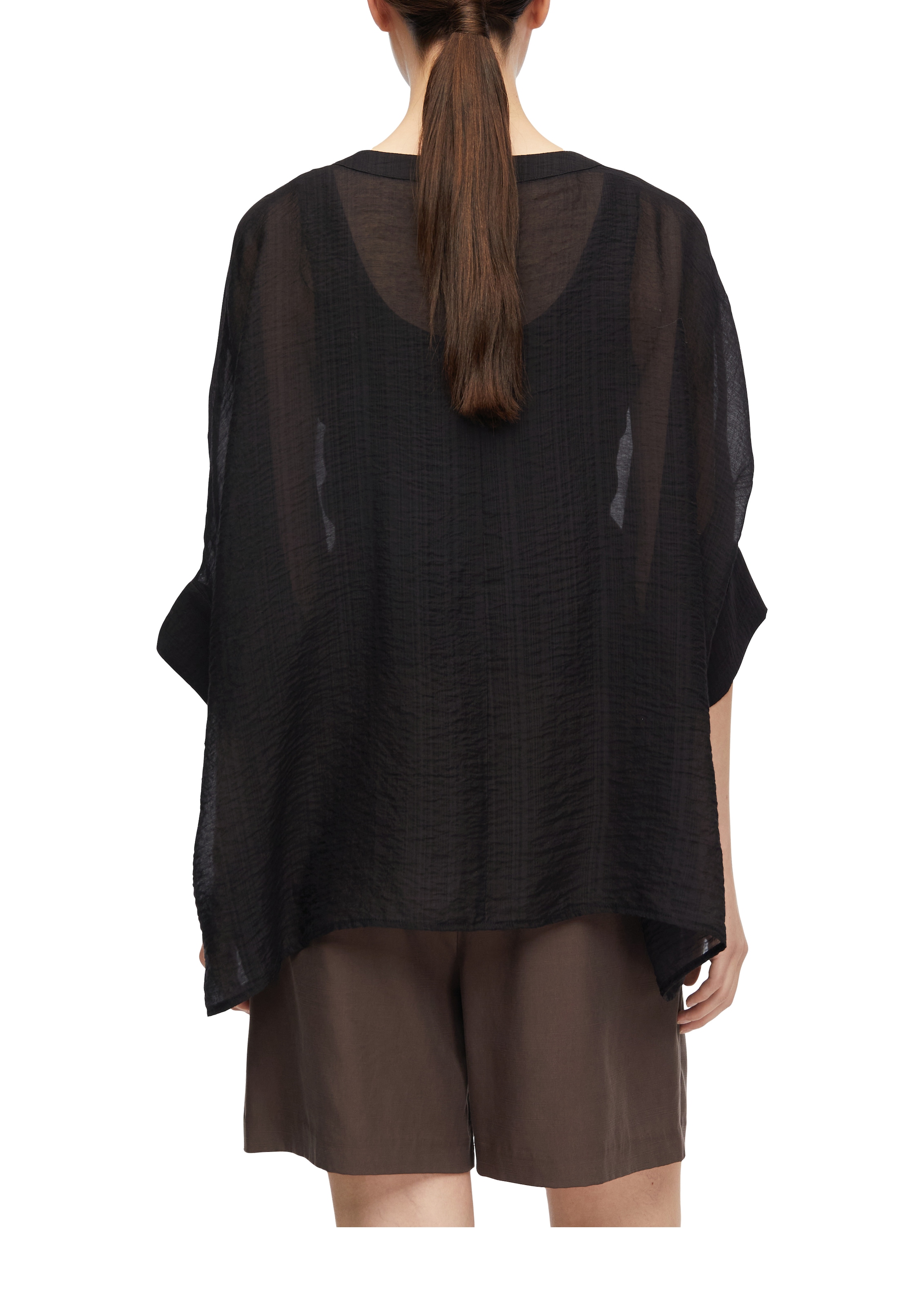 Comma Schlupfbluse Transparente Sommerbluse mit V-Ausschnitt