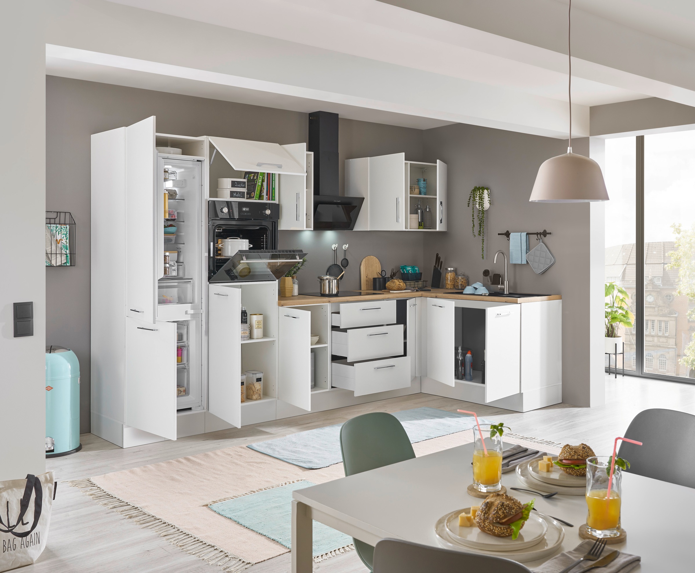 BASIC by Balculina Winkelküche »Turin« Stellbreite 330x175 cm, wahlweise mit E-Geräten