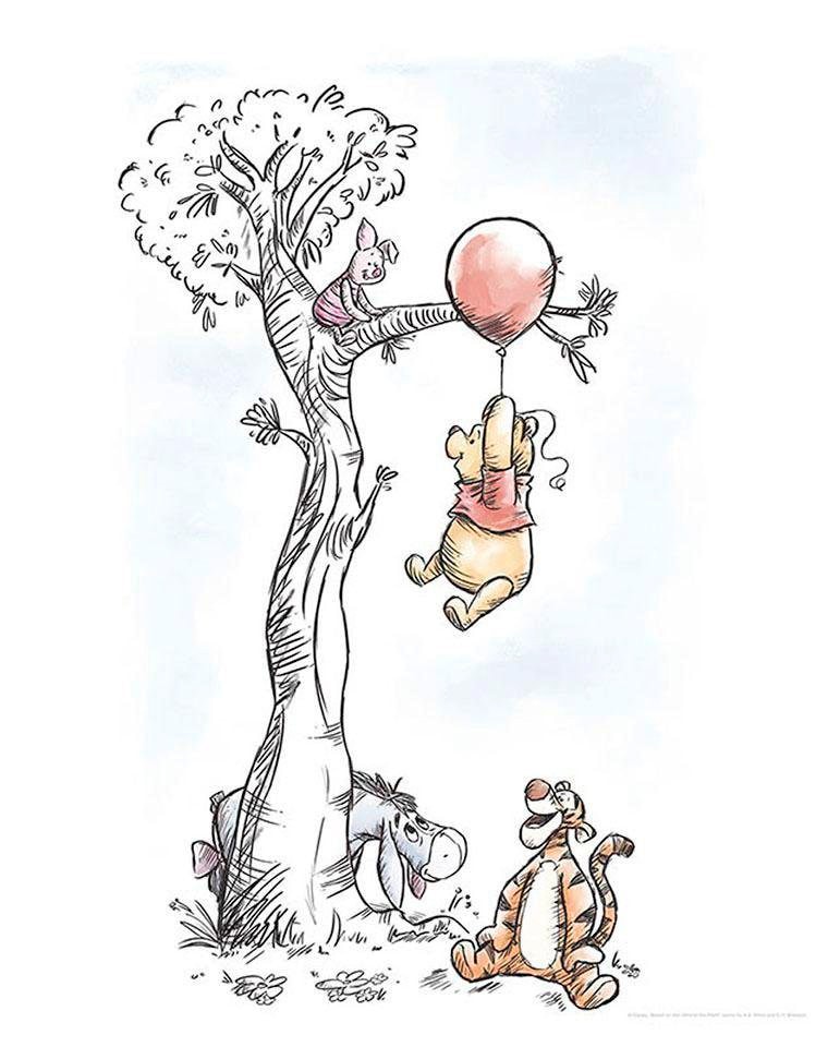 Komar Bild »Winnie the Pooh Hang on«, Disney, (1 St.), Wandbild zur Dekoration im Kinderzimmer - ohne Rahmen