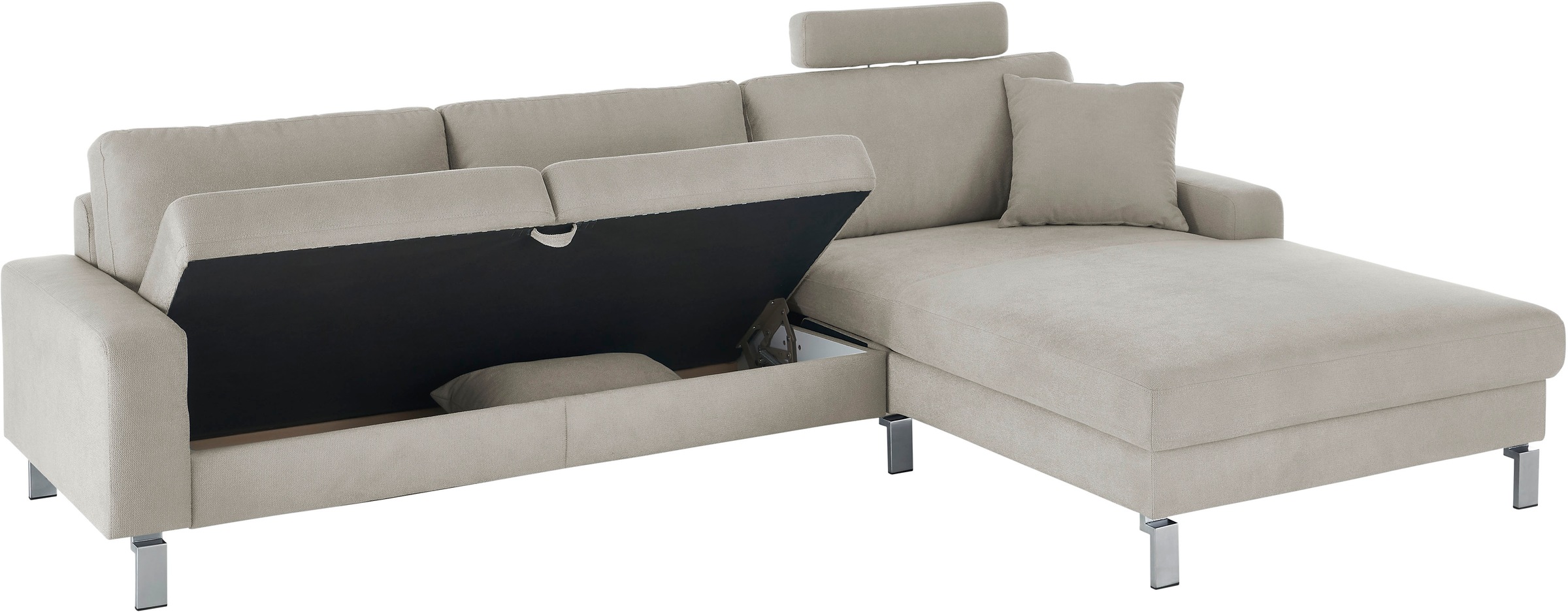 3C Candy Ecksofa »Lecce, wahlweise PUR-Schaumstoff oder Tonnentaschenfederkern«, Bett im 2,5-Sitzer, teilmotorische Schlaffunktion im Longchair, L-Form