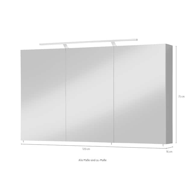 welltime Spiegelschrank »Torino«, Breite 120 cm, 3-türig, LED-Beleuchtung,  Schalter-/Steckdosenbox bei OTTO