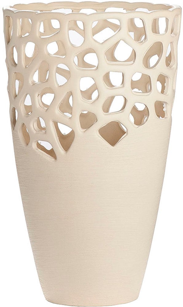 GILDE Tischvase »Bologna, Dekovase mit Cut-Outs«, (1 St.), Vase aus Keramik, mit gekratzer Oberflächenstruktur, Höhe ca. 38 cm