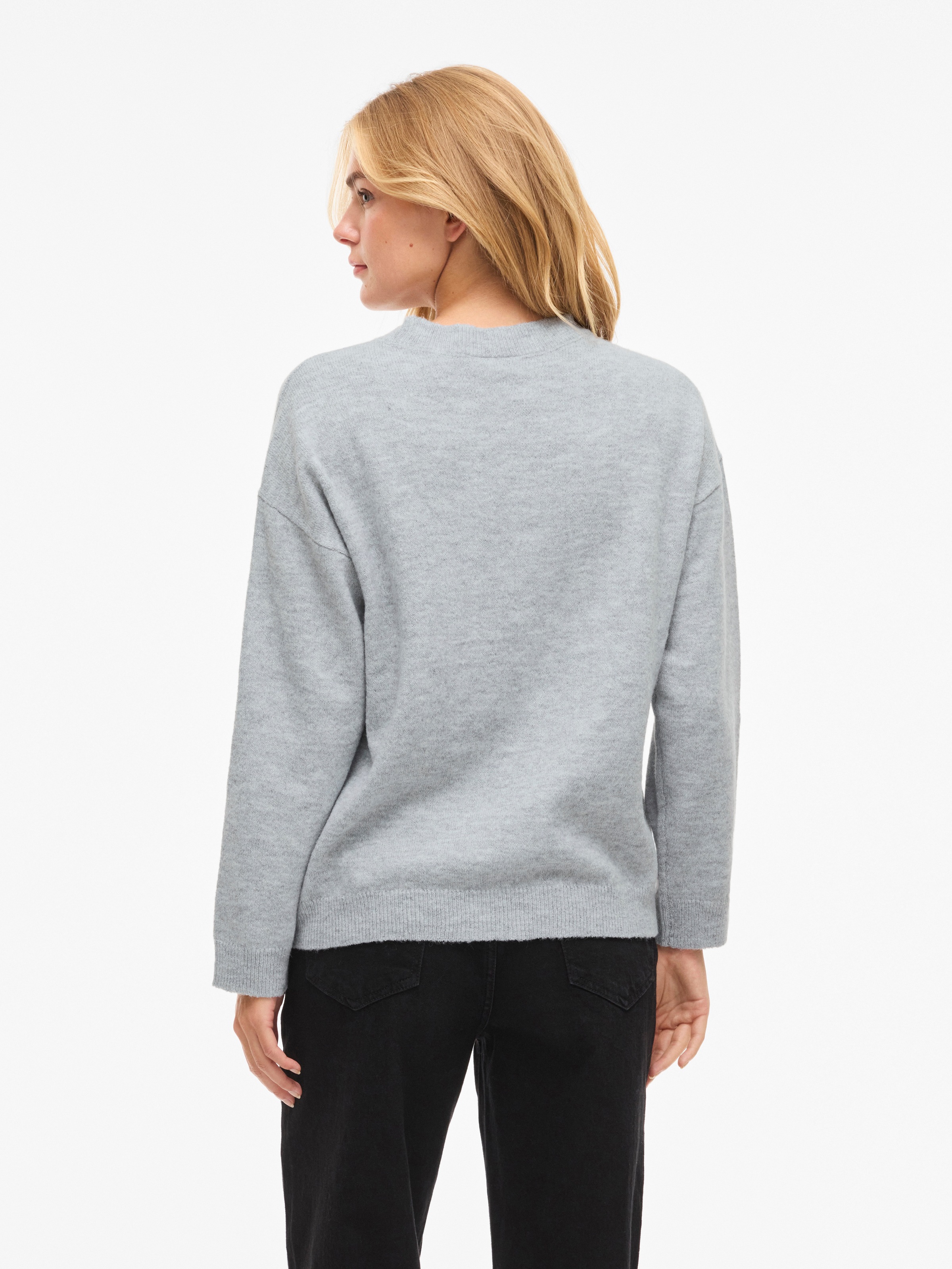 Vila Strickpullover »VILIGA L/S O-NECK KNIT TOP - NOOS« Materialmix, relaxed fit
