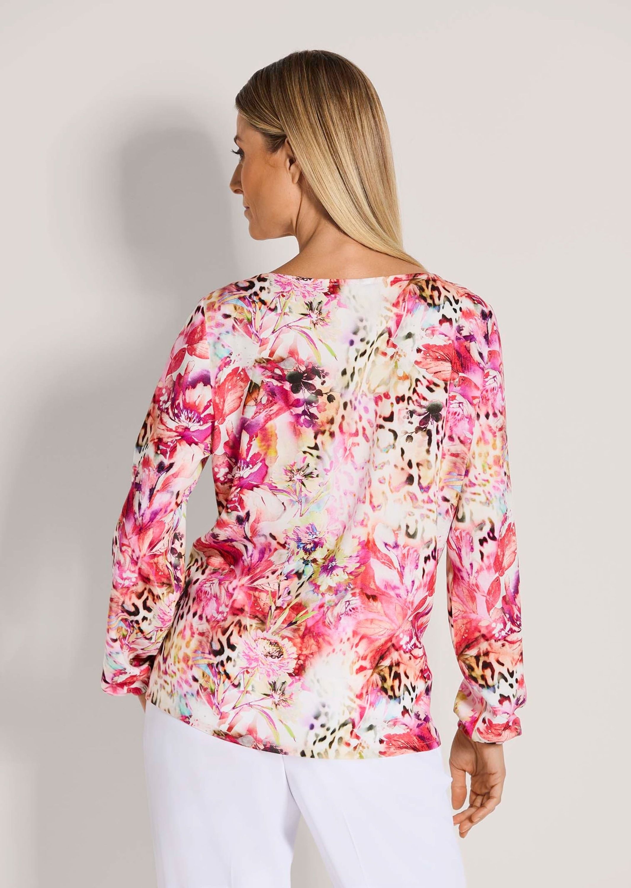 MADELEINE Langarmbluse »Bluse Druckbluse mit Leo- und Blumenmuster«