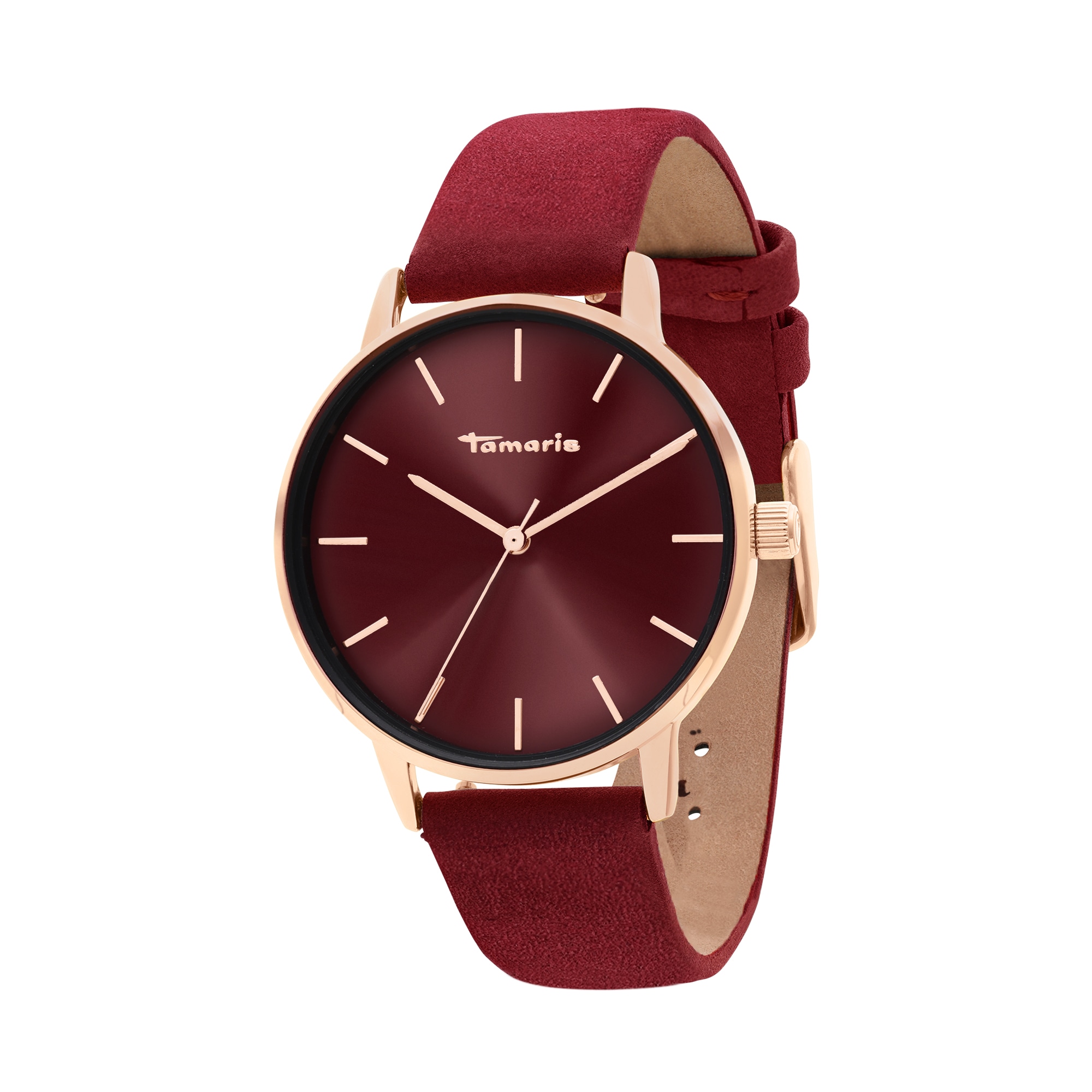 Tamaris Quarzuhr Armbanduhr, Damenuhr, Lederarmband, analog