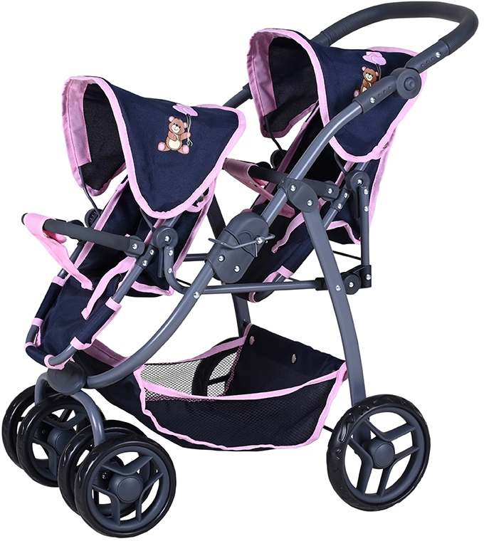 Knorrtoys® Puppen-Zwillingsbuggy »Milo - Navy Pink Bear«