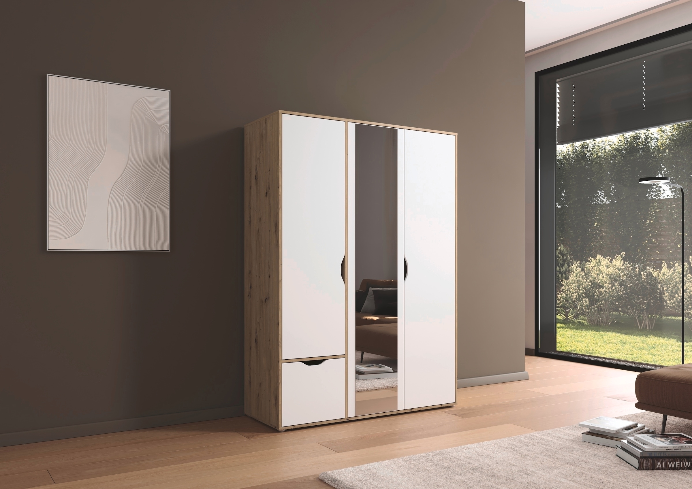 rauch Drehtürenschrank »Kleiderschrank Schrank Garderobe Wäscheschrank NARAI mit Schubladen« in 3 verschiedenen Ausstattungen BASIC/CLASSIC/PREMIUM,  Griffausfräsungen für eine grifflose Optik TOPSELLER MADE IN GERMANY