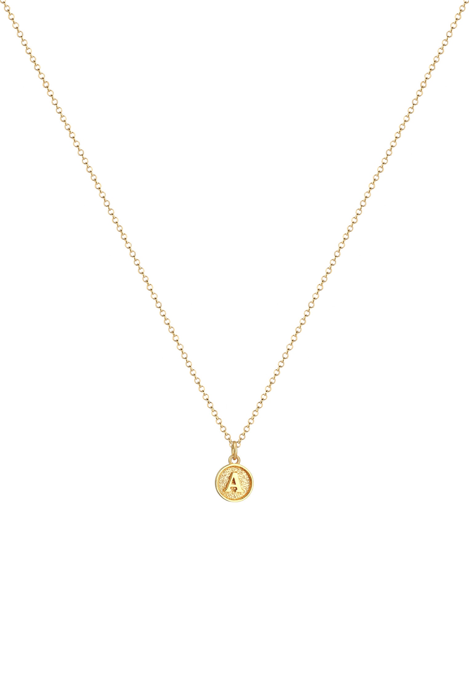 Elli Kette mit Anhänger »Halskette Plättchen Vintage Buchstabe A Initialen 925 Sterling Silber«