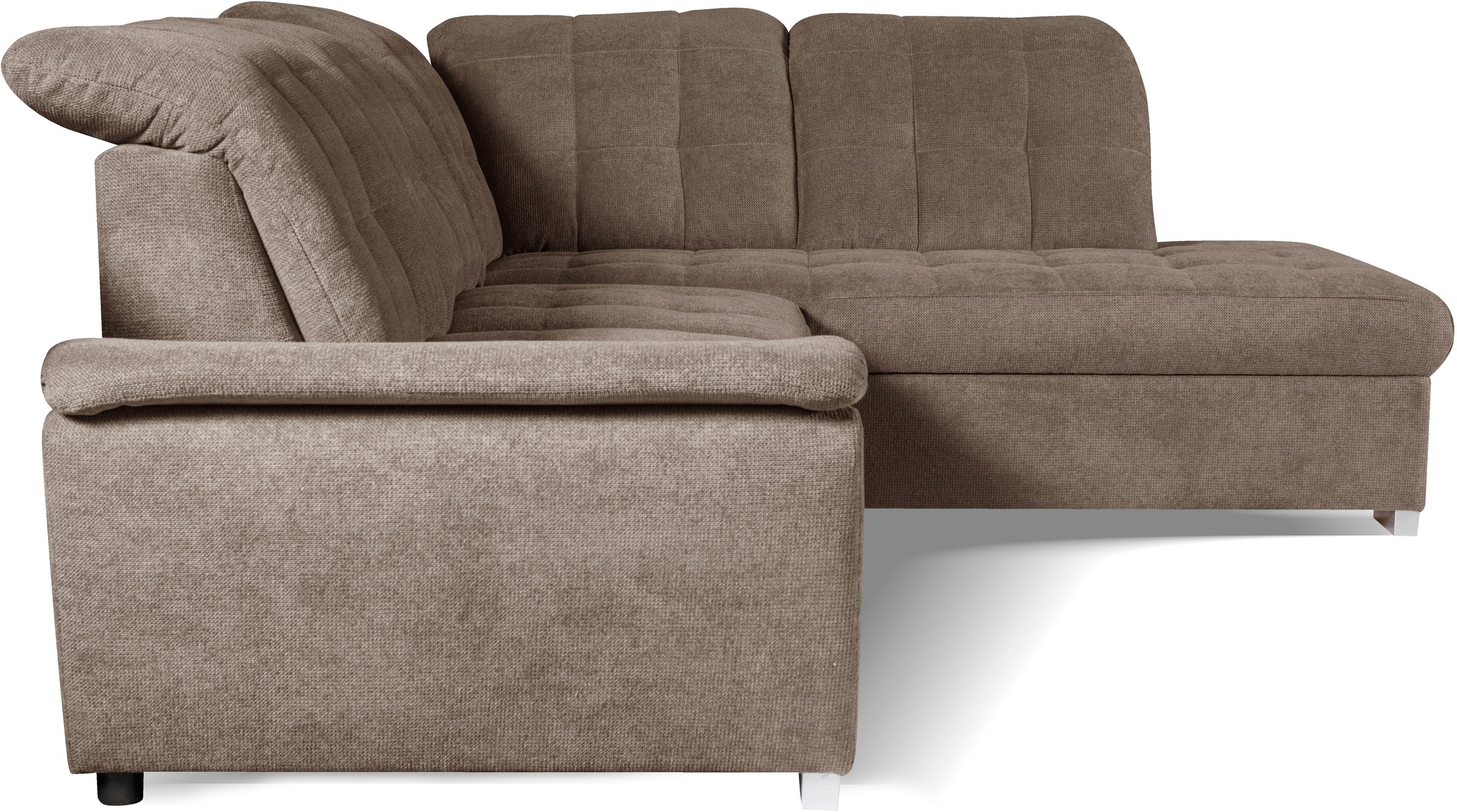 WERK2 Ecksofa »Brindisi, Multifunktion, bequem & komfortabel, Breite 263cm, L-Form«, mit verstellbaren Kopfteilen, Bettfunktion & Bettkasten