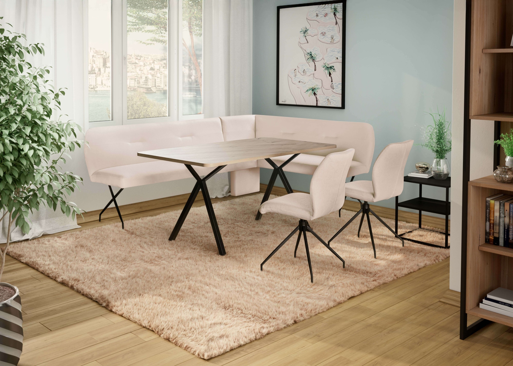 OTTO home Drehstuhl »Bruna Esszimmerstuhl,Polsterstuhl, Küchenstuhl, 4-Fußstuhl« () 360° drehbar, mit automatischer Rückstellung, 2-Stoff-Design