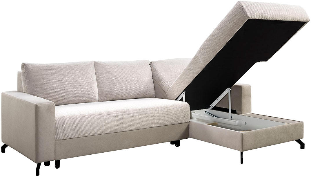 exxpo - sofa fashion Ecksofa »Quattro L-Form, B/T: 247/162 cm«, wahlweise mit Bettfunktion, Bettkasten