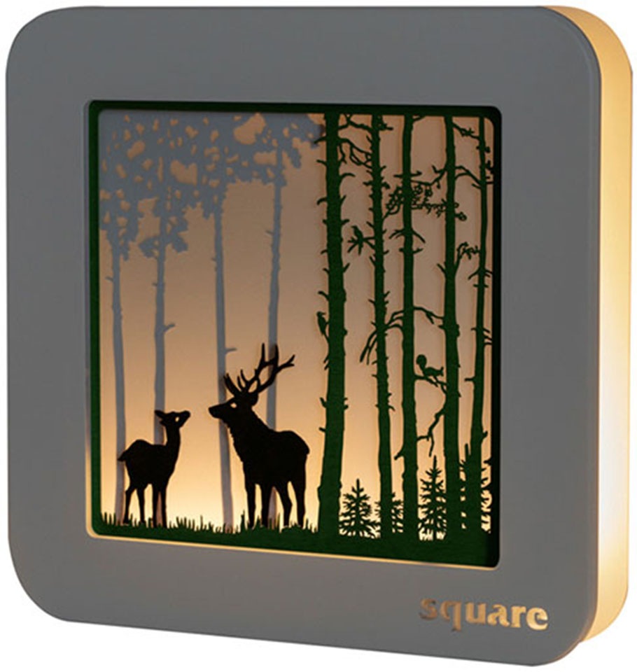 LED-Bild »Square - Wandbild Wald, Weihnachtsdeko«, (1 St.), mit Timerfunktion