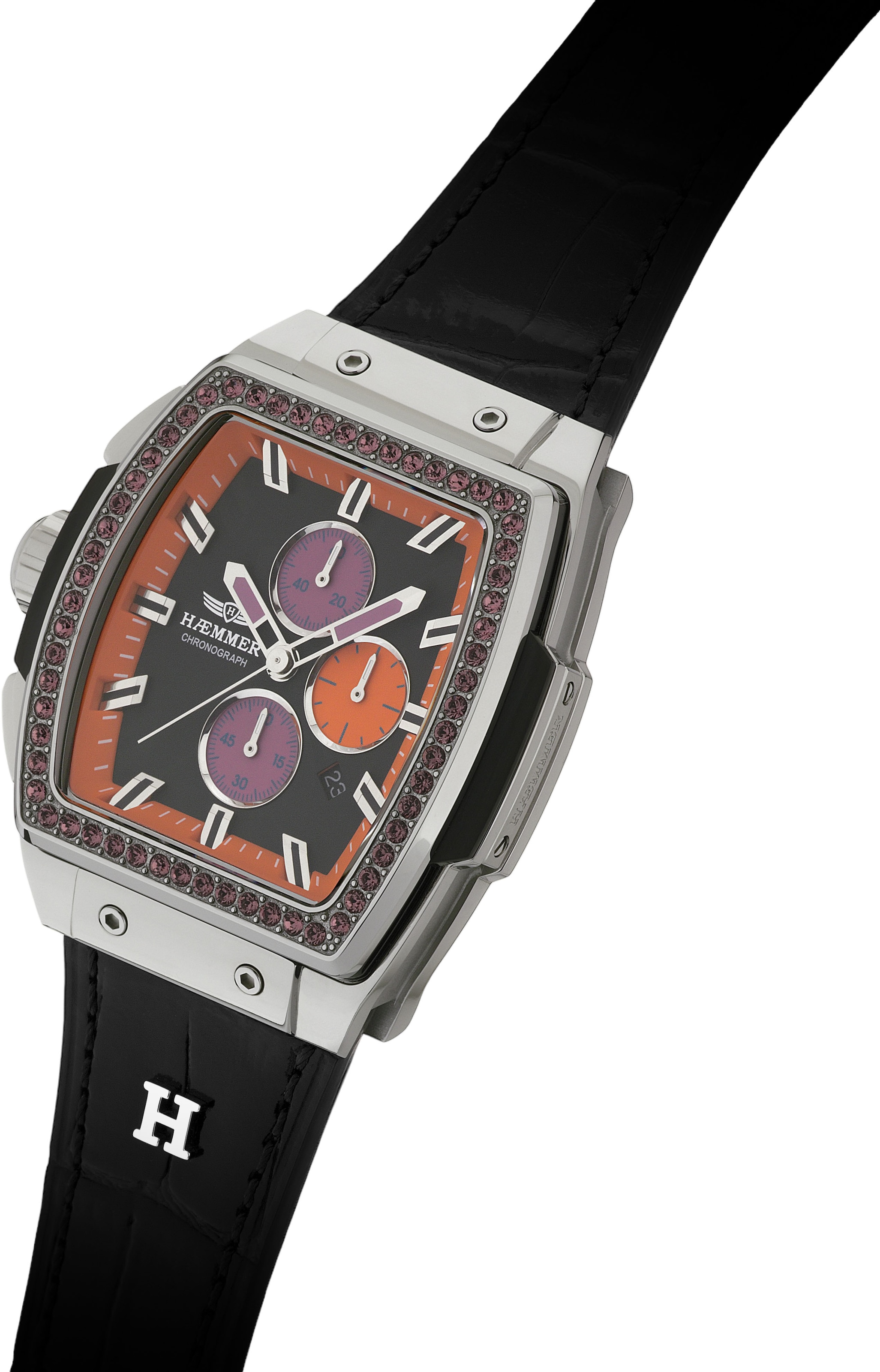 HAEMMER GERMANY Chronograph »TONNEAU«, Quarzuhr, Armbanduhr, Damenuhr, Lederarmband, verschraubte Krone, Tag