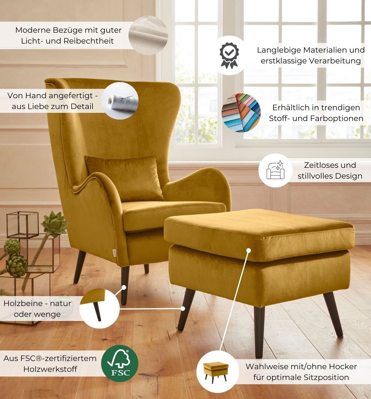 Guido Maria Kretschmer Home&Living Hocker »Salla«, Bezug auch in Luxus-Microfaser in Teddyfelloptik