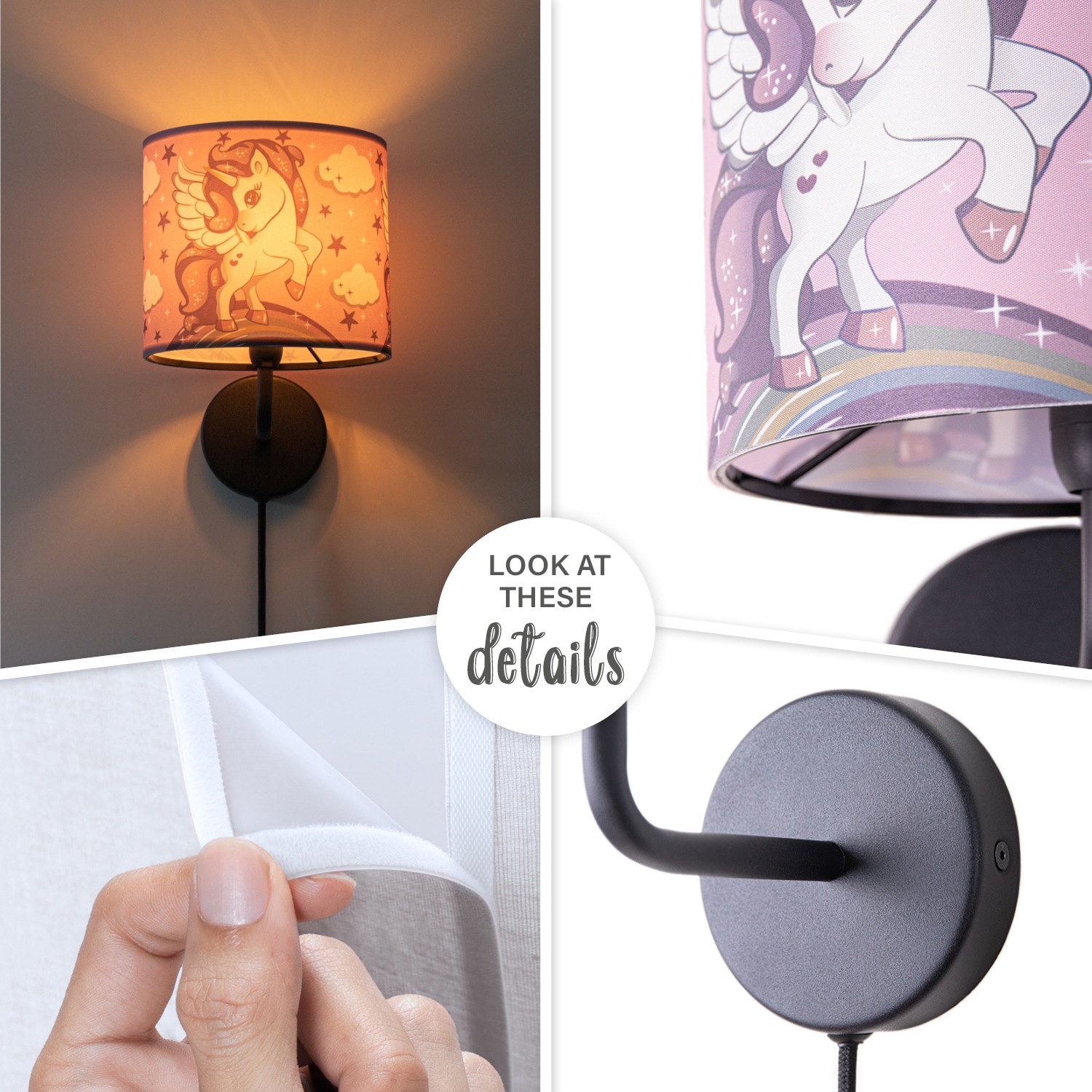 Paco Home Wandleuchte »Cosmo 213«, 1 flammig, Leuchtmittel E14 | LED fest integriert, Kinderlampe Mit âˆ…18cm Einhorn Regenbogen Kabellänge 3m E14