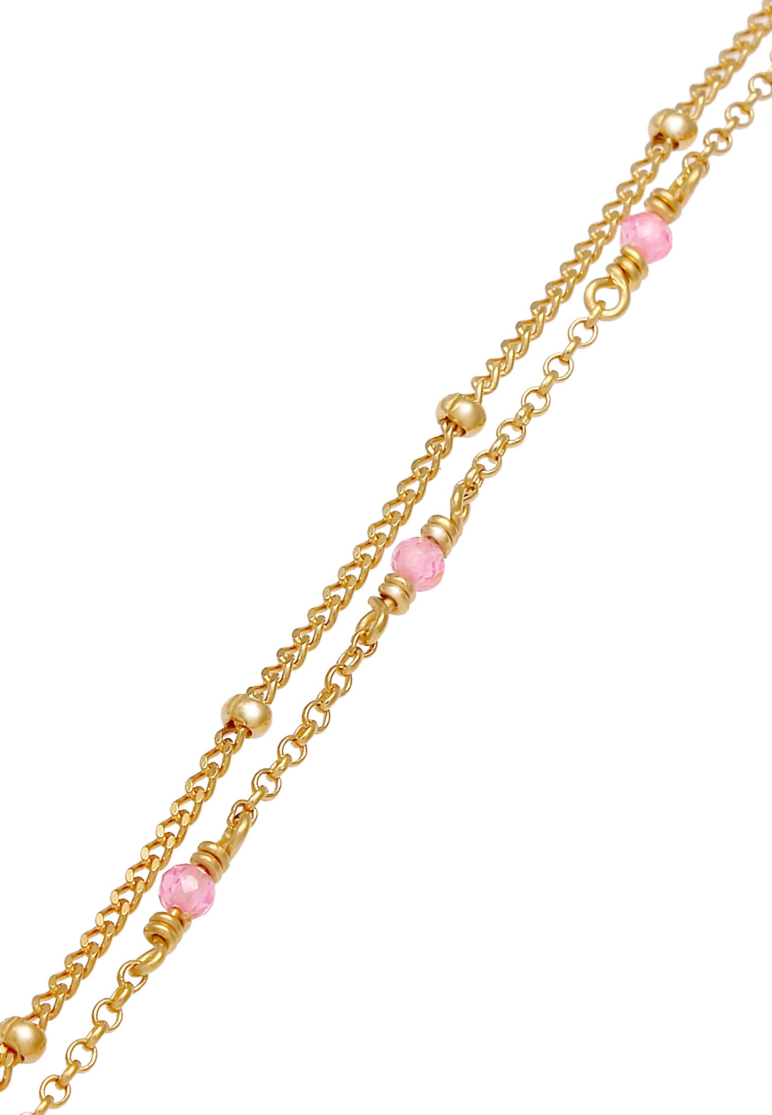Elli Armkette »Armband Kugel Rosa Quarz Perlen Layer 925 Silber«