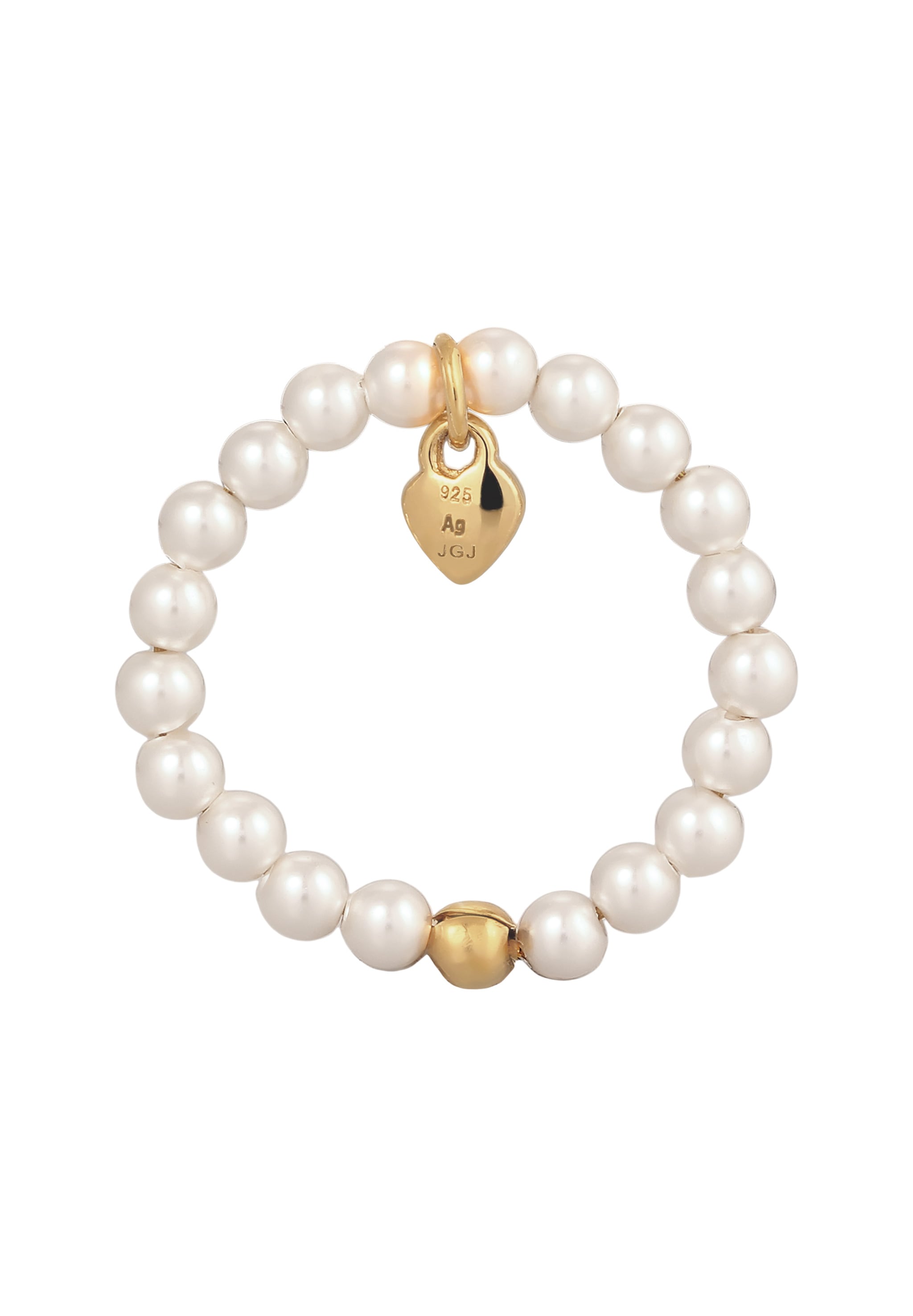 Elli Perlenring »Ring Herz mit Perlen von Swarovski® Weiß 925 Sterling Silber vergoldet«