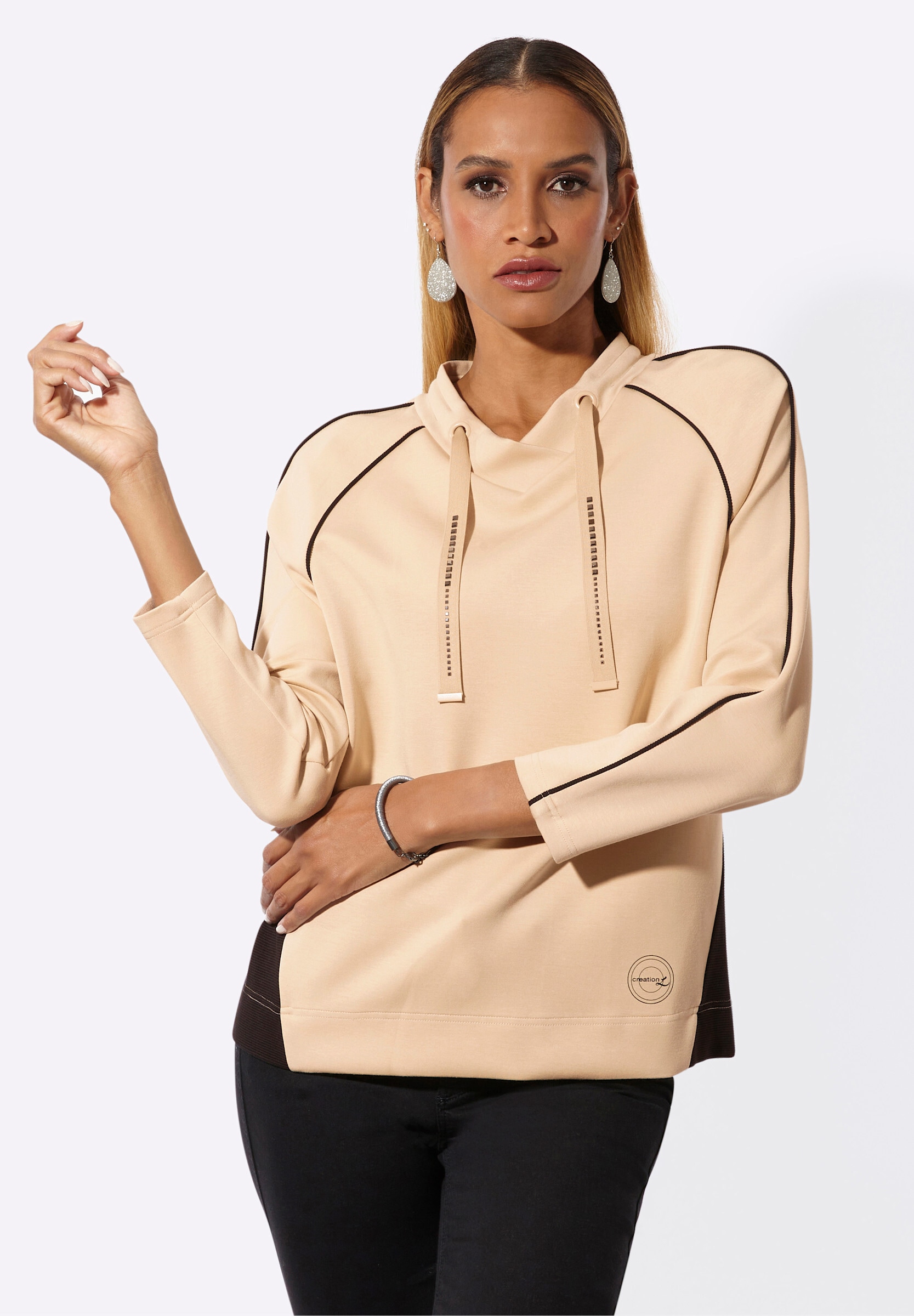 creation L Sweatshirt »Modal-Mix-Shirt Sweatshirt mit Kontrastakzenten«
