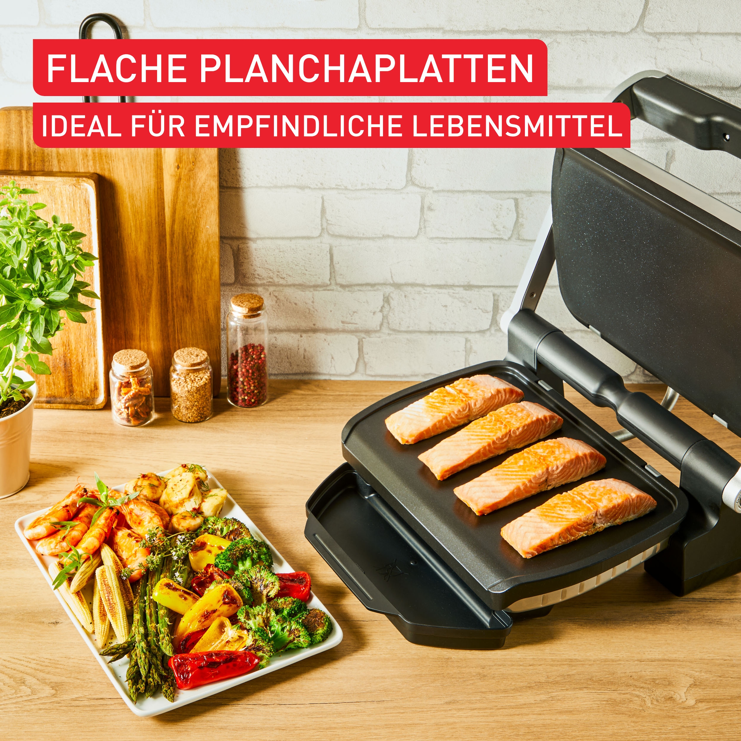 Tefal Backblech »XA7288 OptiGrill«, Aluminium, (Set), Plancha-Platten, für empfindliche Zutaten, antihaftb. Alu-Druckguss